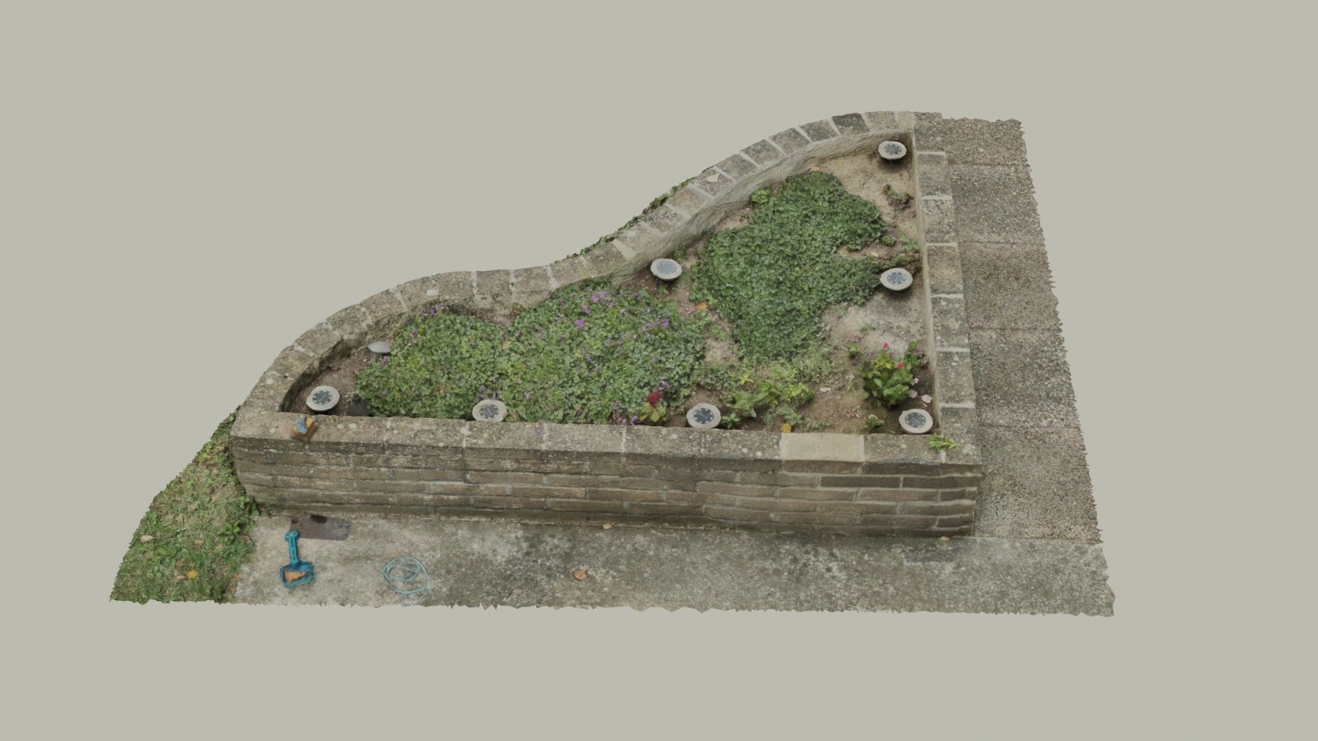 Flowerbed angle curved garden decoration SCANNED MODEL 3D model_34