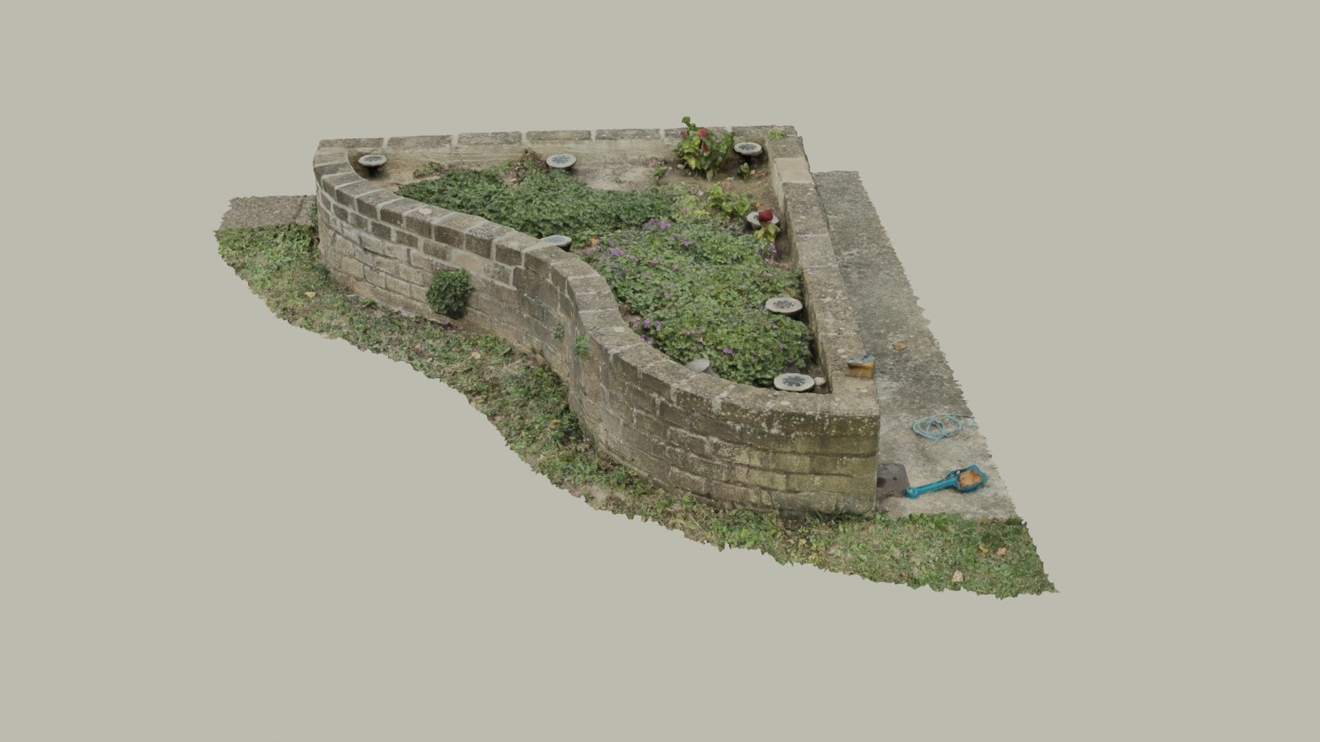 Flowerbed angle curved garden decoration SCANNED MODEL 3D model_59