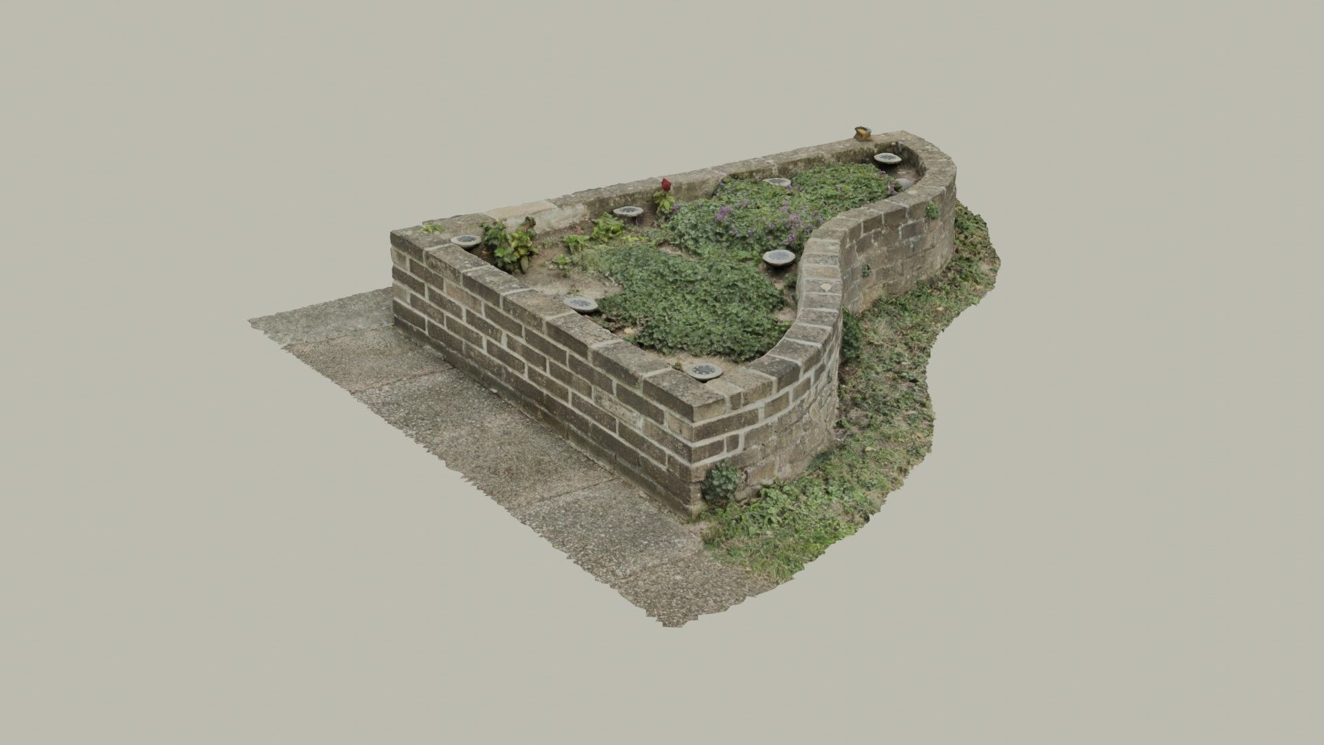 Flowerbed angle curved garden decoration SCANNED MODEL 3D model_50