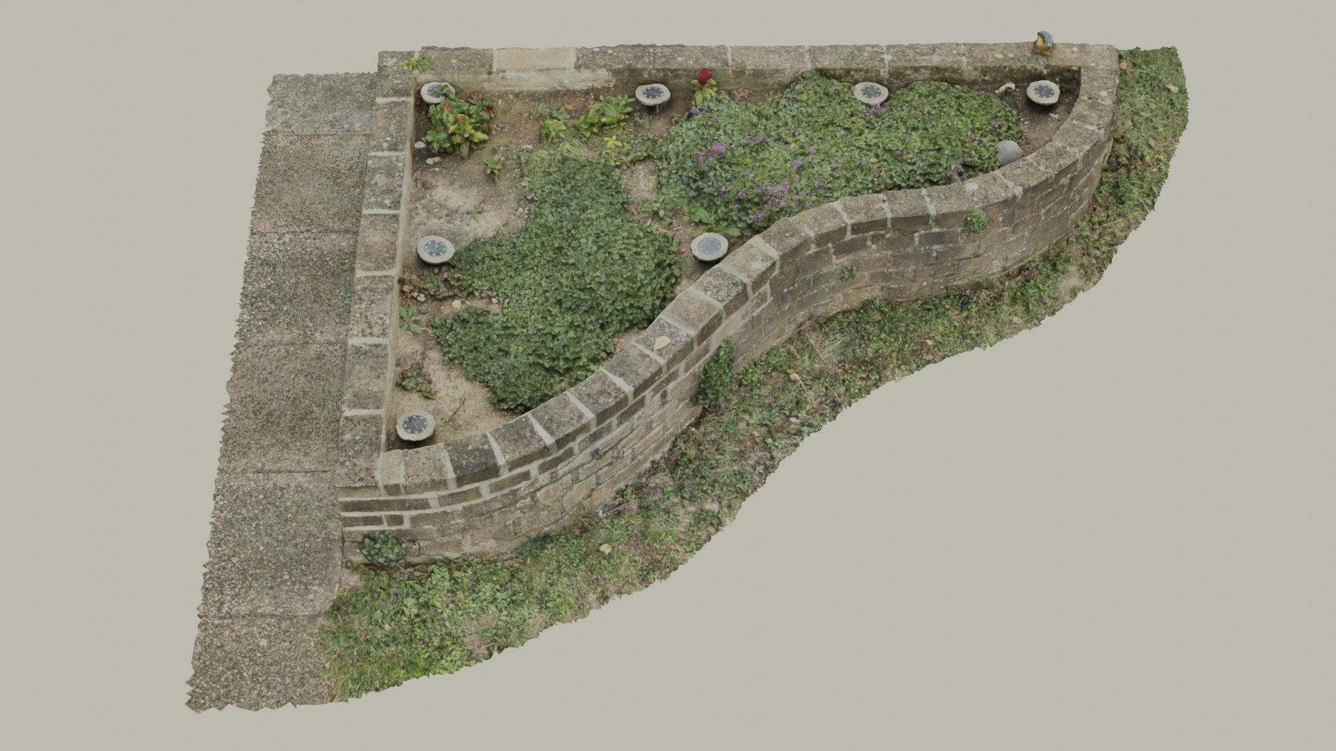 Flowerbed angle curved garden decoration SCANNED MODEL 3D model_16