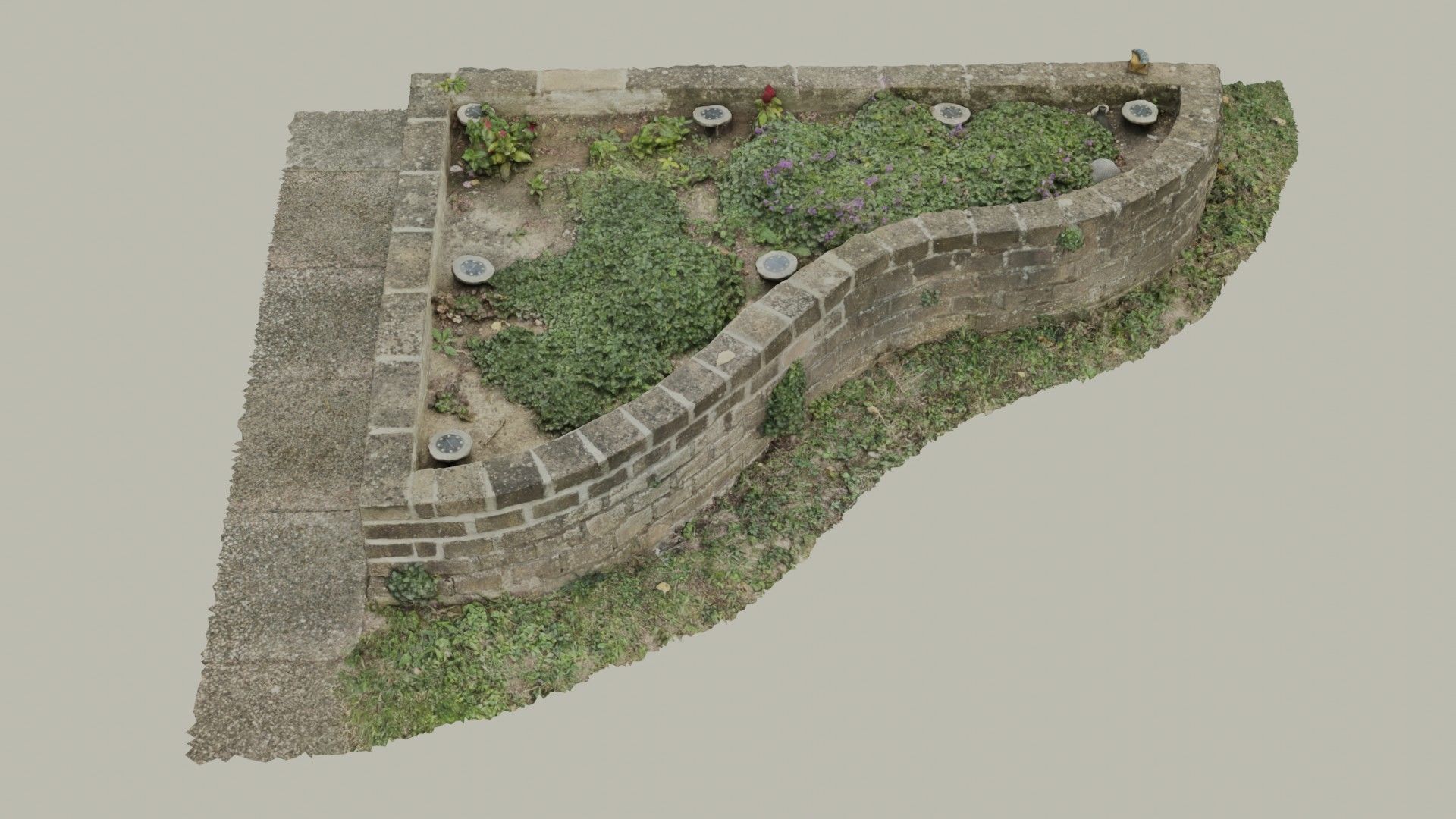 Flowerbed angle curved garden decoration SCANNED MODEL 3D model_20