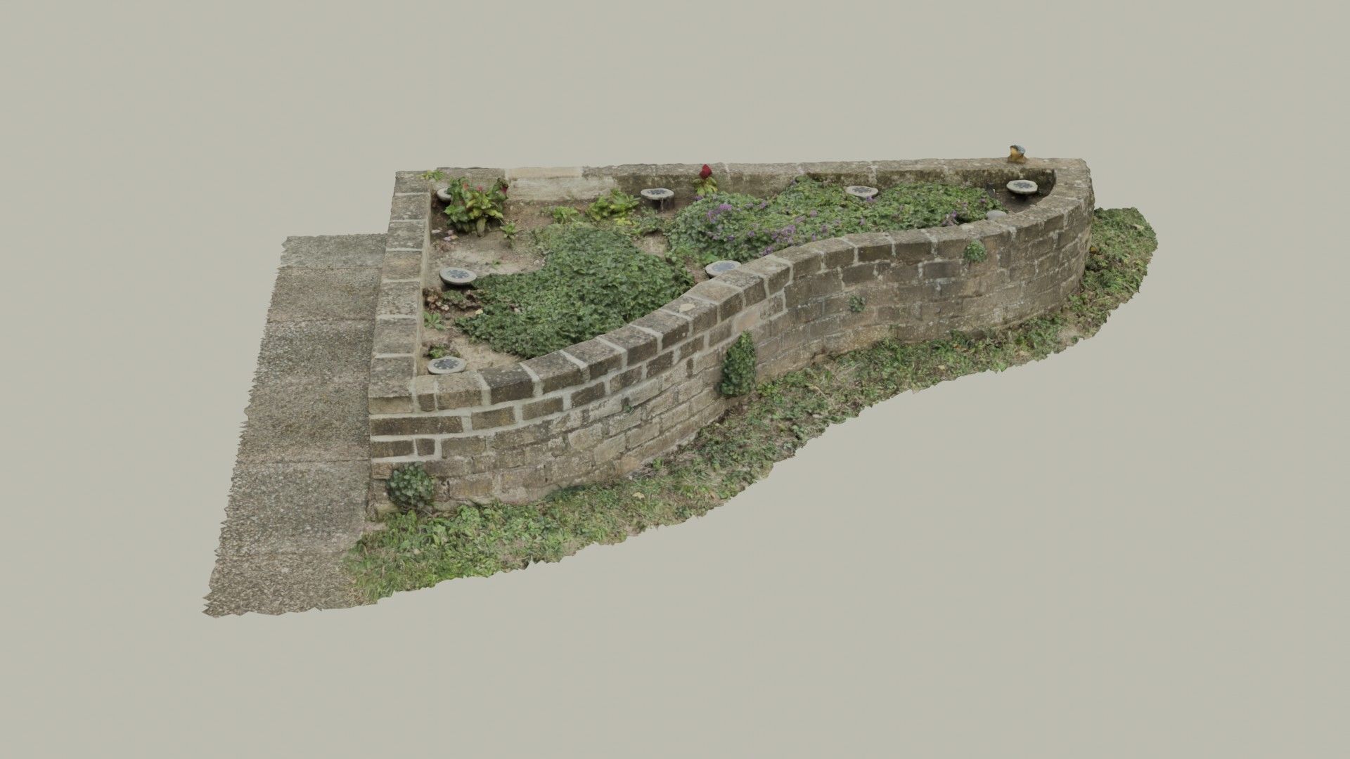 Flowerbed angle curved garden decoration SCANNED MODEL 3D model_36
