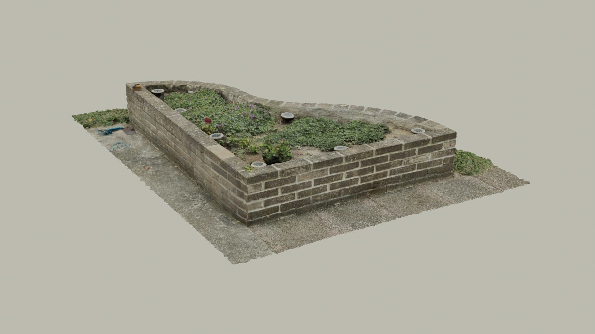 Flowerbed angle curved garden decoration SCANNED MODEL 3D model_30