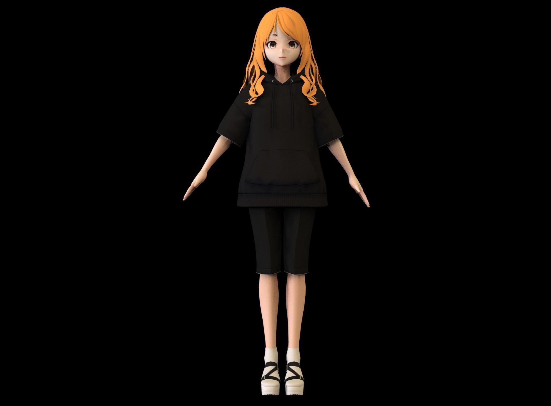Anime Girl Low Poly Character 18 Low-poly 3D model_1