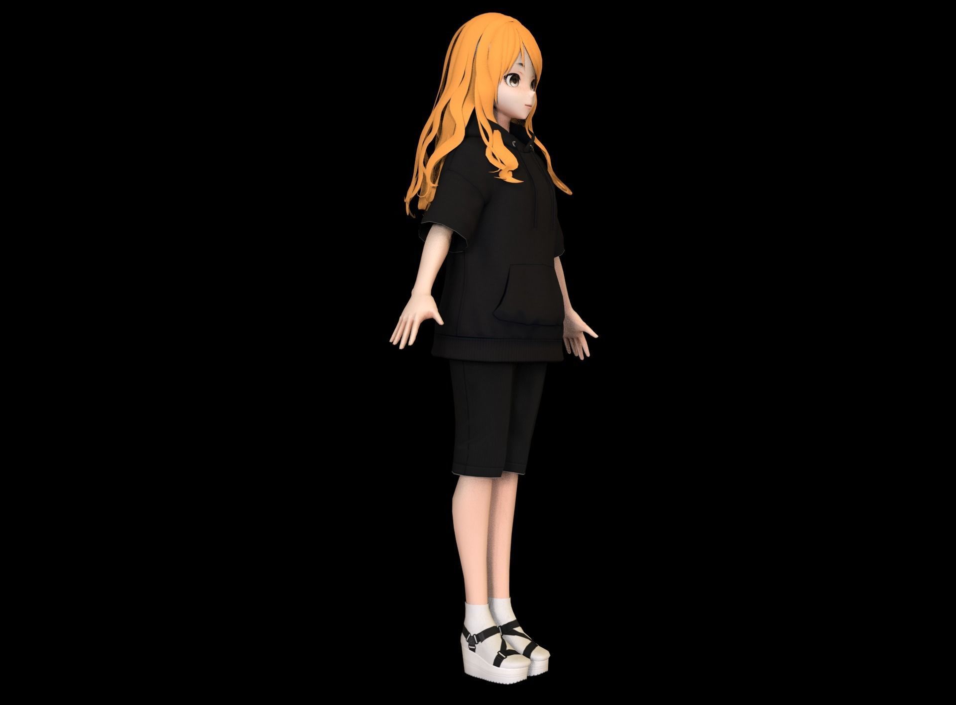 Anime Girl Low Poly Character 18 Low-poly 3D model_2