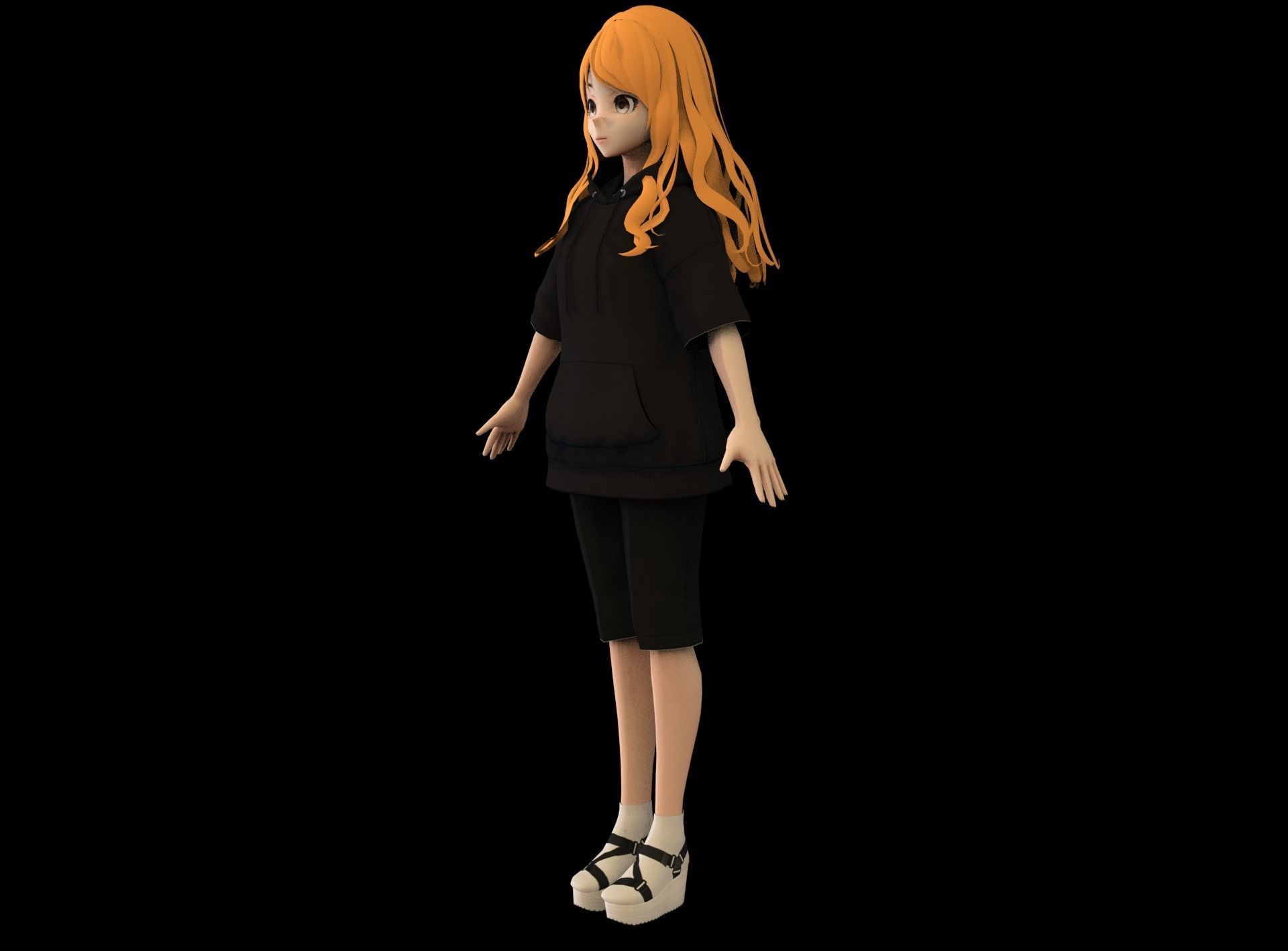 Anime Girl Low Poly Character 18 Low-poly 3D model_5
