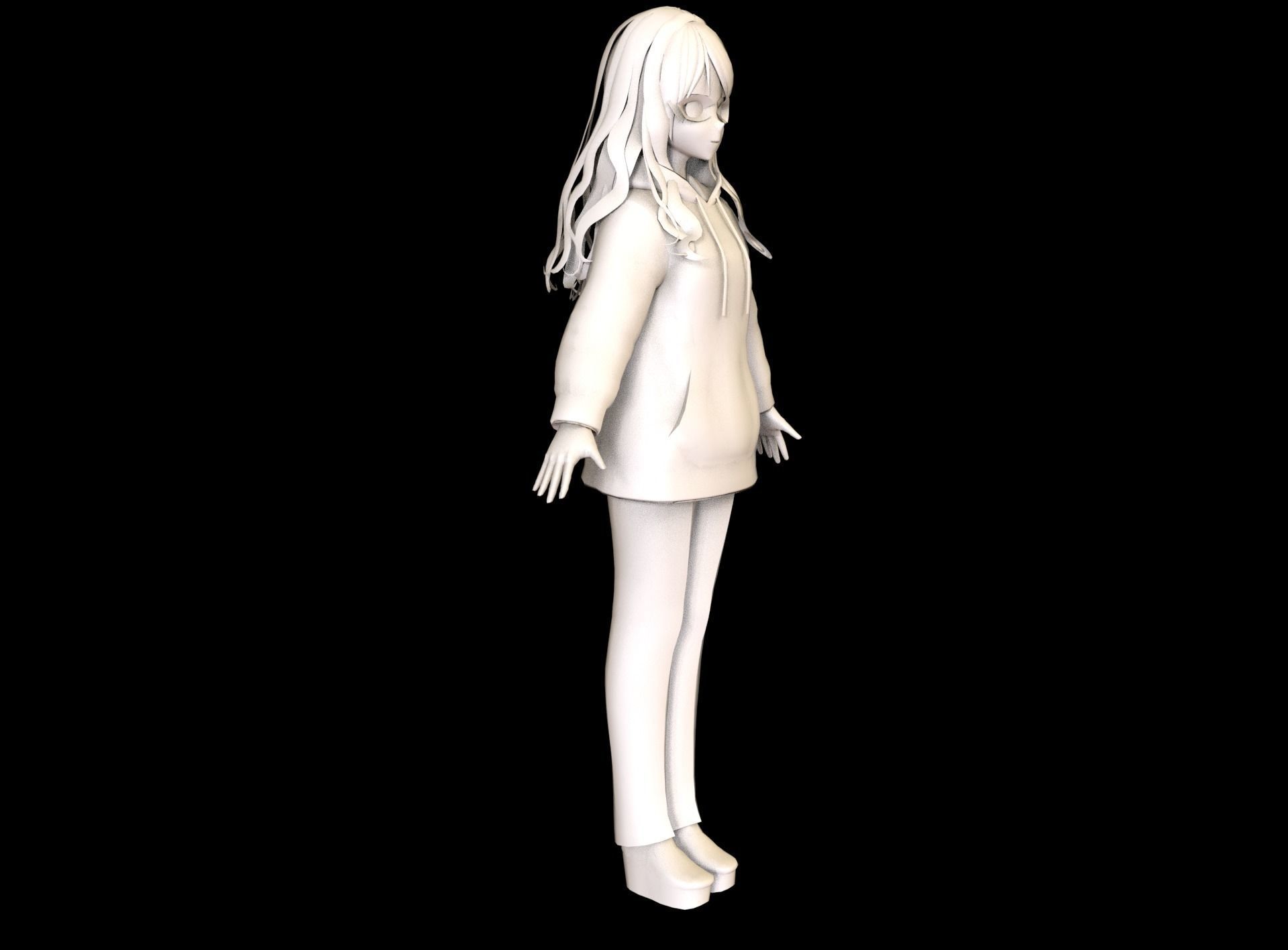 Anime Girl Low Poly Character 18 Low-poly 3D model_9