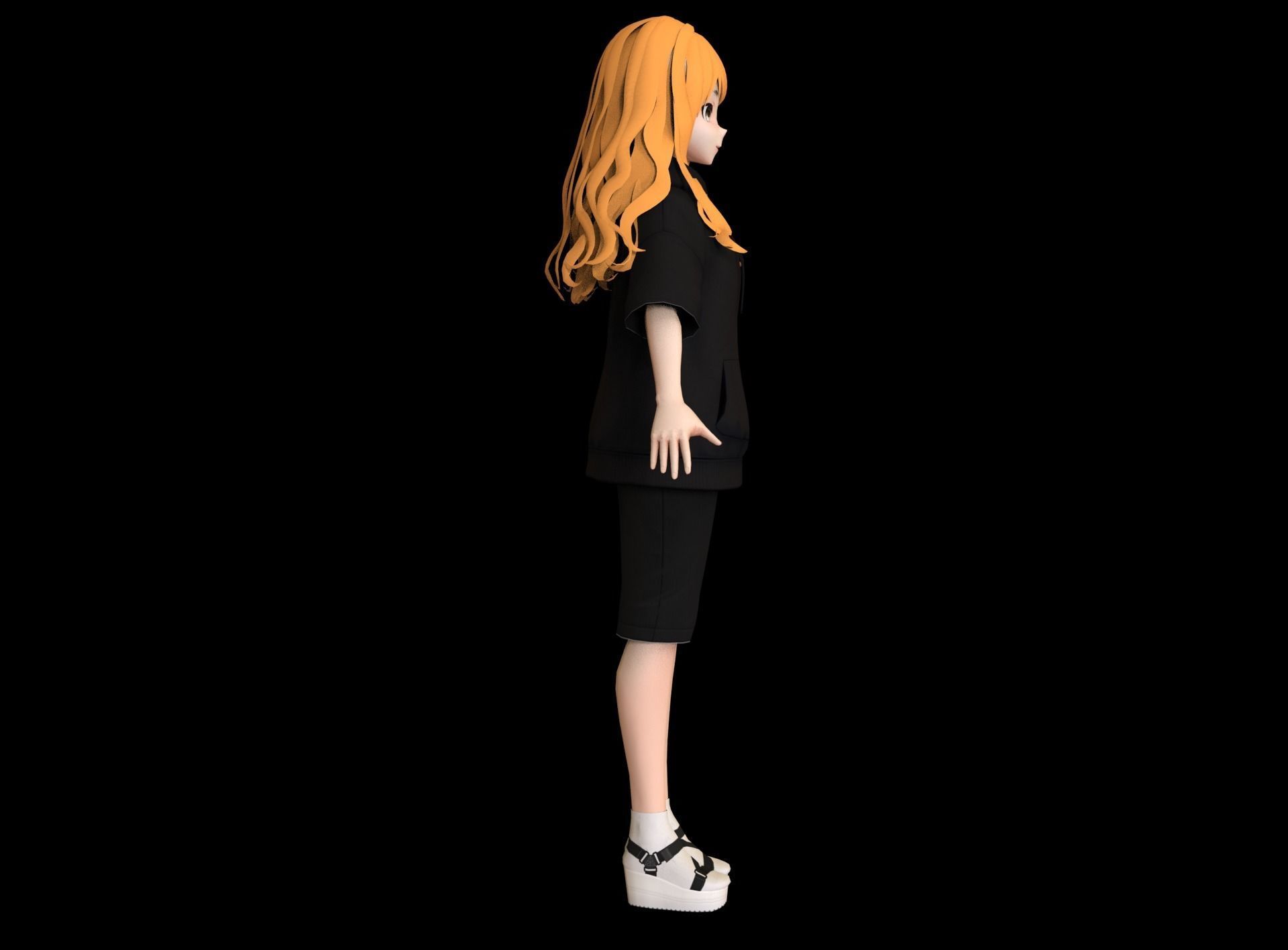 Anime Girl Low Poly Character 18 Low-poly 3D model_4