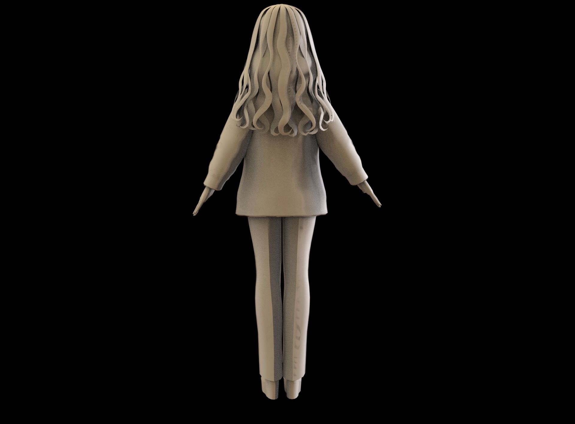 Anime Girl Low Poly Character 18 Low-poly 3D model_8