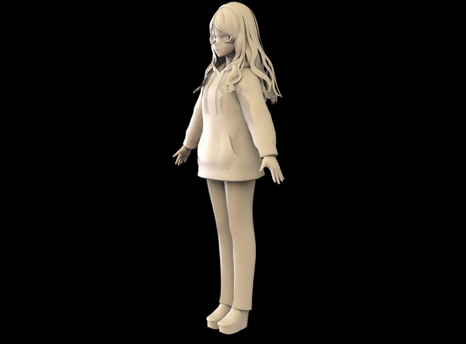 Anime Girl Low Poly Character 18 Low-poly 3D model_7