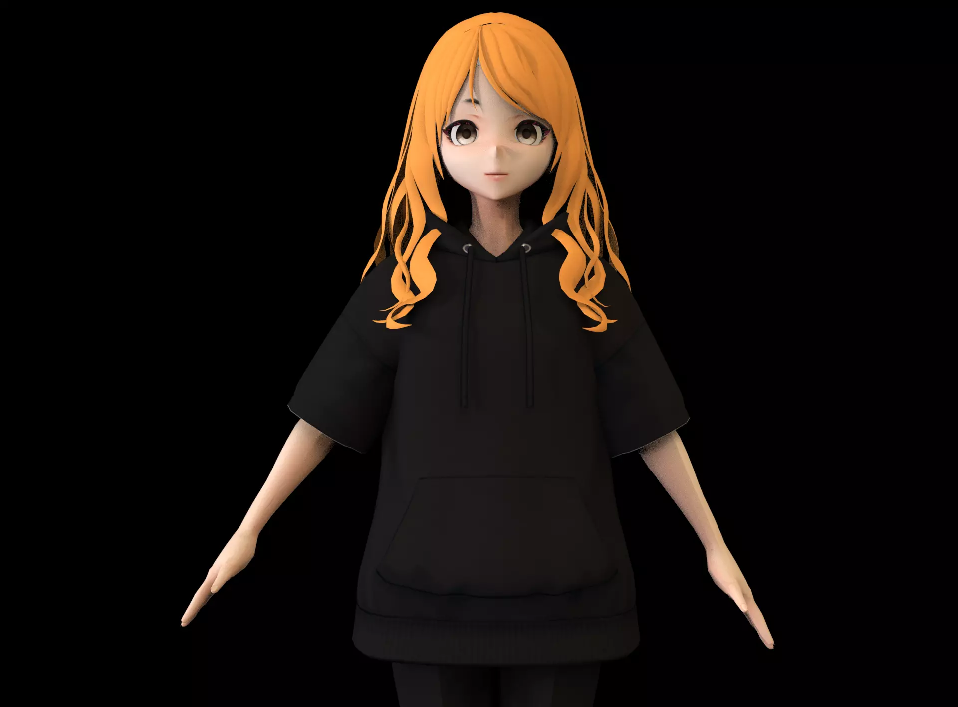 Anime Girl Low Poly Character 18 Low-poly 3D model_0