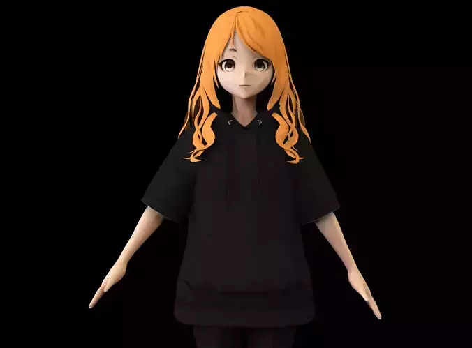 Anime Girl Low Poly Character 18 Low-poly 3D model