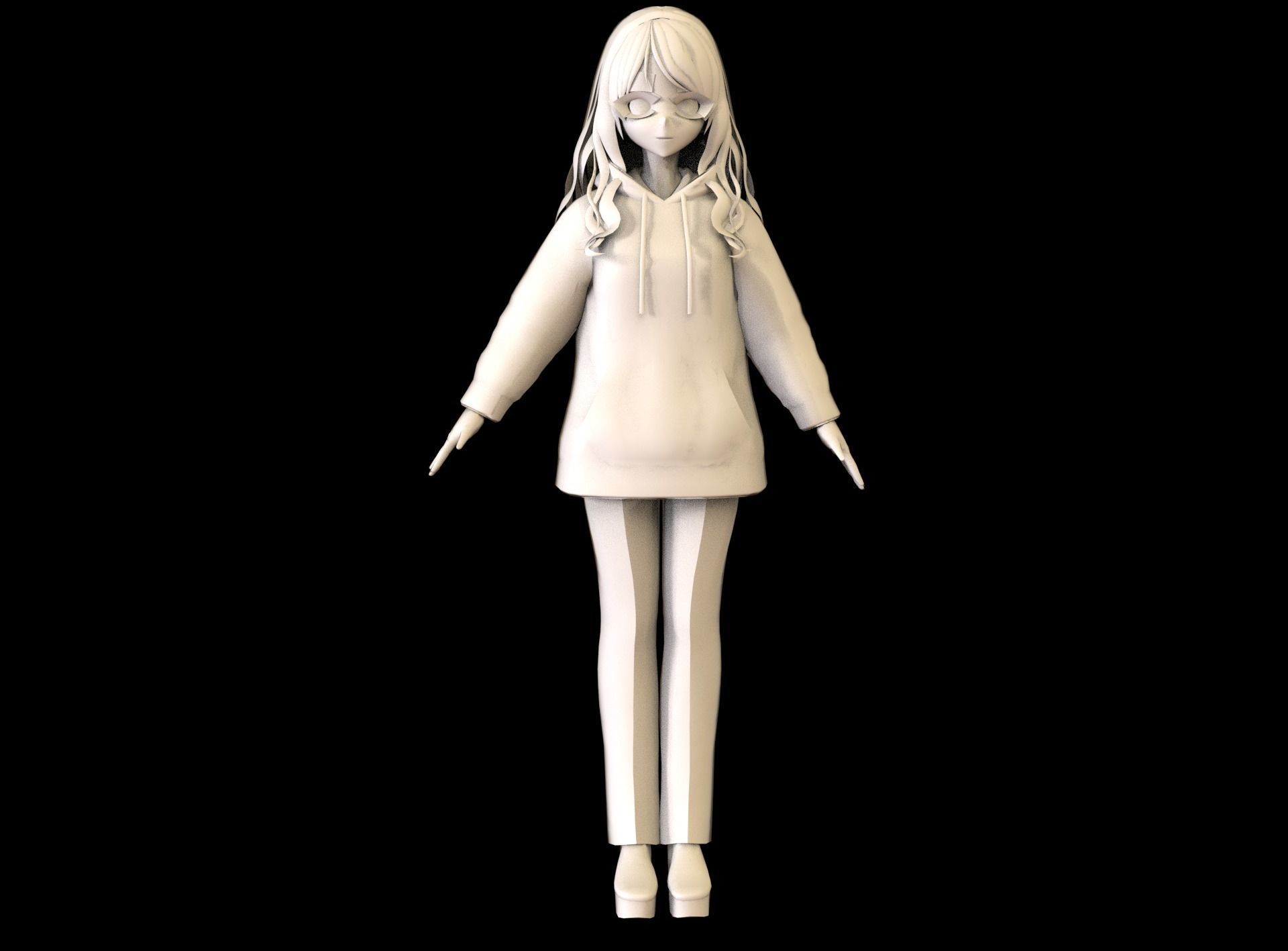 Anime Girl Low Poly Character 18 Low-poly 3D model_6