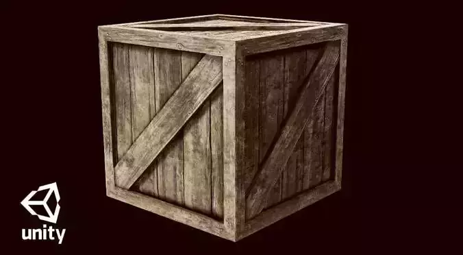 Lowpoly Crate 3D PBR Blender and Unity