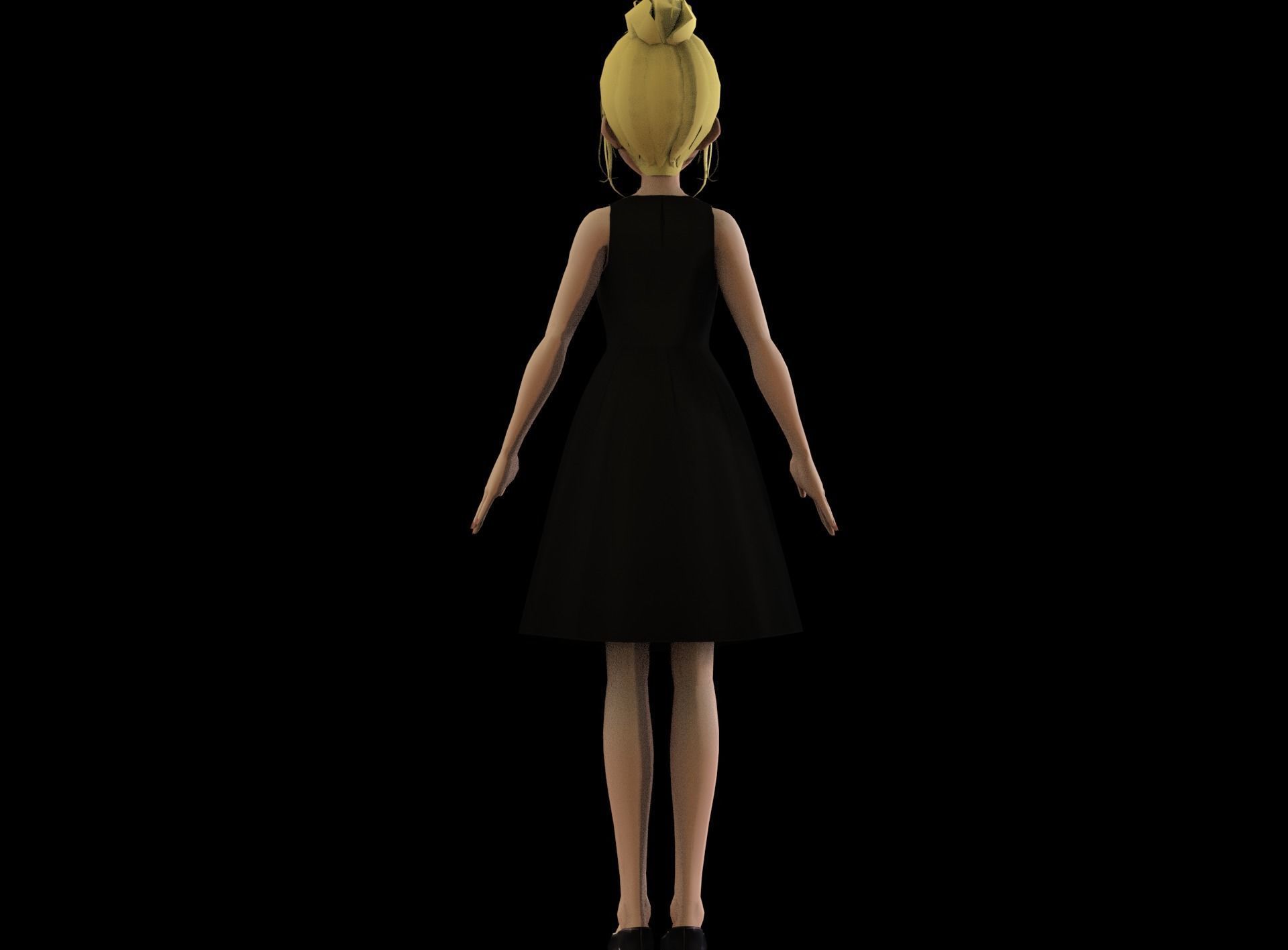 Anime Girl Low Poly Character 19 Low-poly 3D model_4