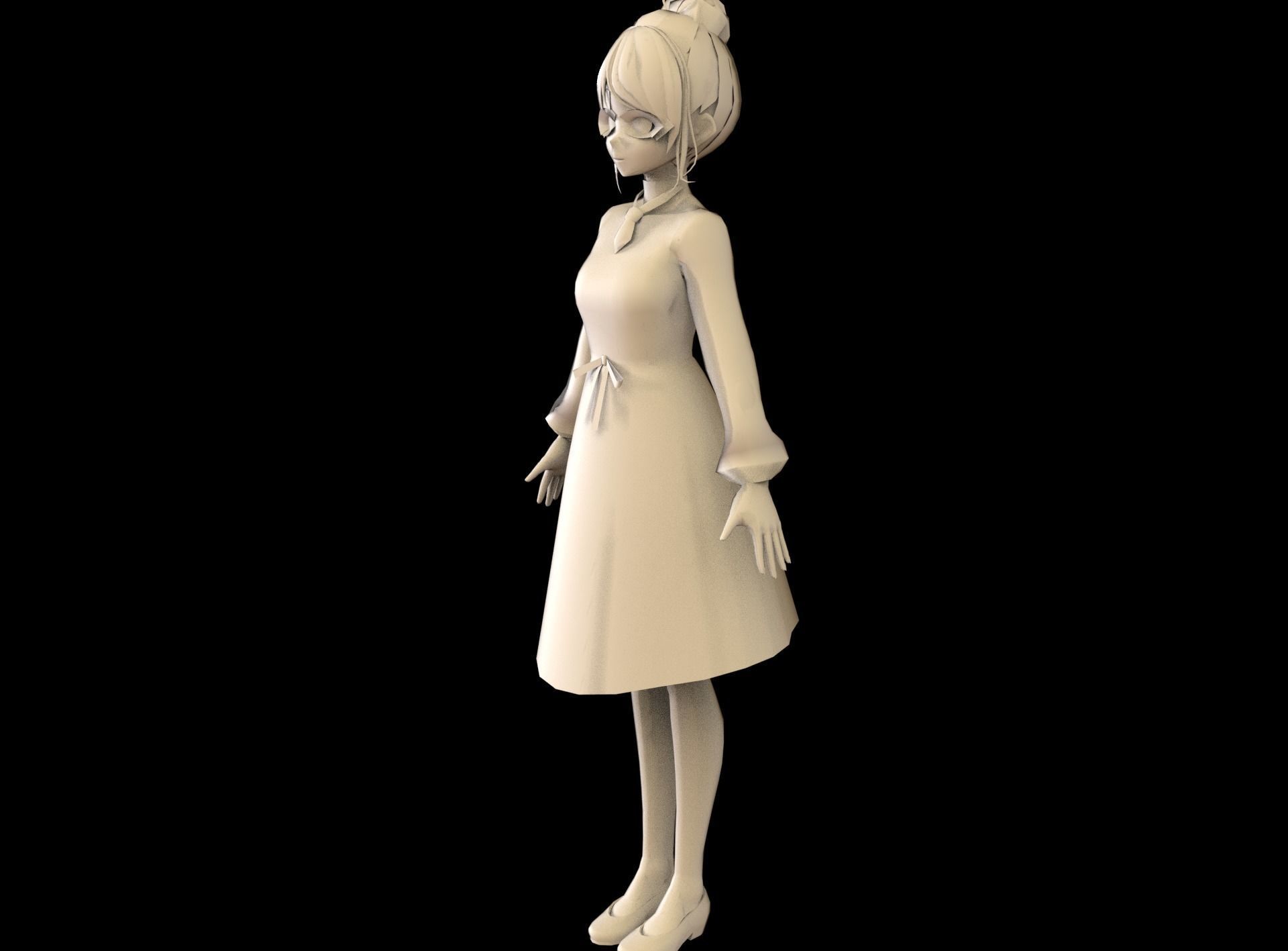 Anime Girl Low Poly Character 19 Low-poly 3D model_9