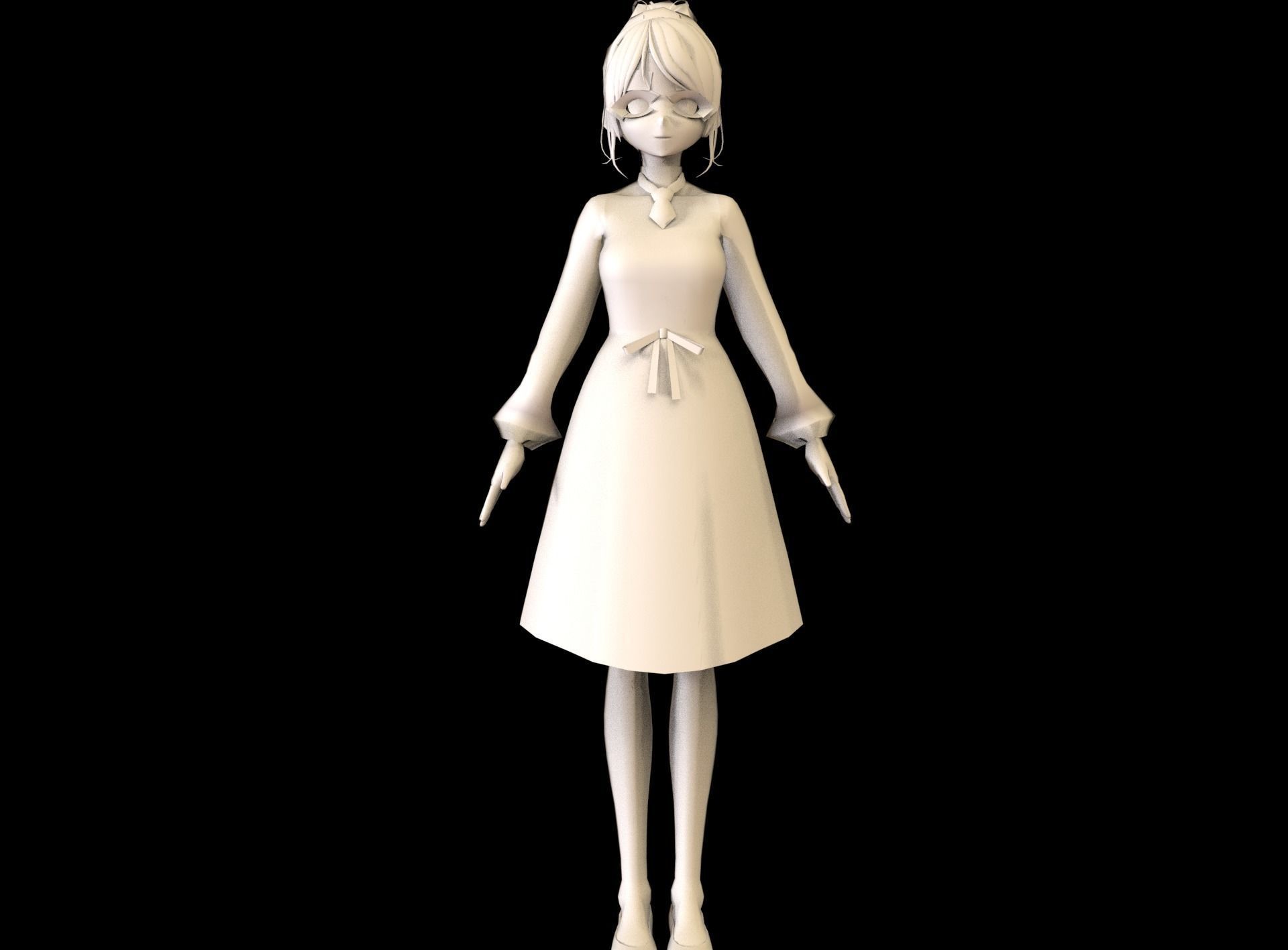 Anime Girl Low Poly Character 19 Low-poly 3D model_6