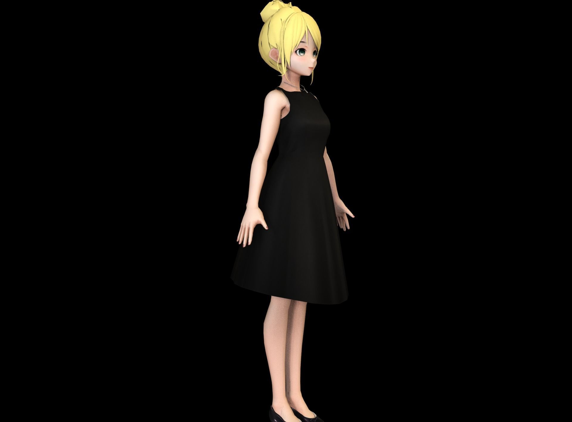 Anime Girl Low Poly Character 19 Low-poly 3D model_2