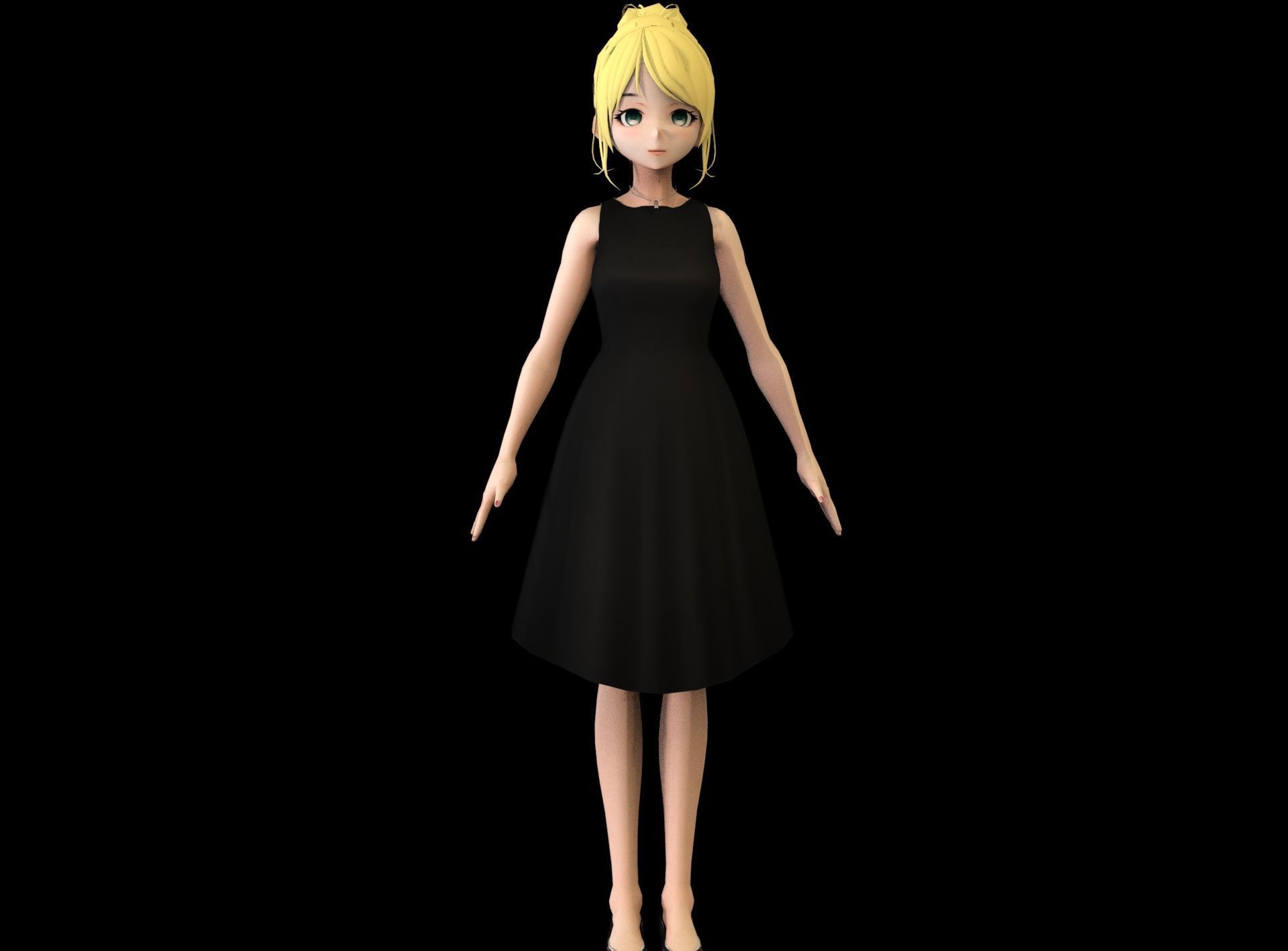 Anime Girl Low Poly Character 19 Low-poly 3D model_1