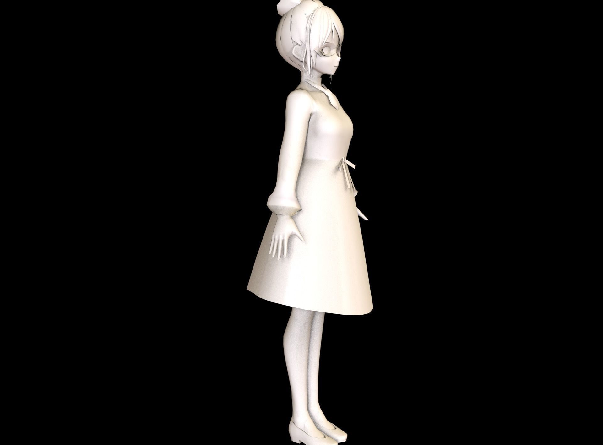 Anime Girl Low Poly Character 19 Low-poly 3D model_7