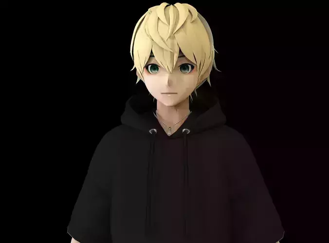 Anime Boy Low Poly Character 20 Low-poly 3D model