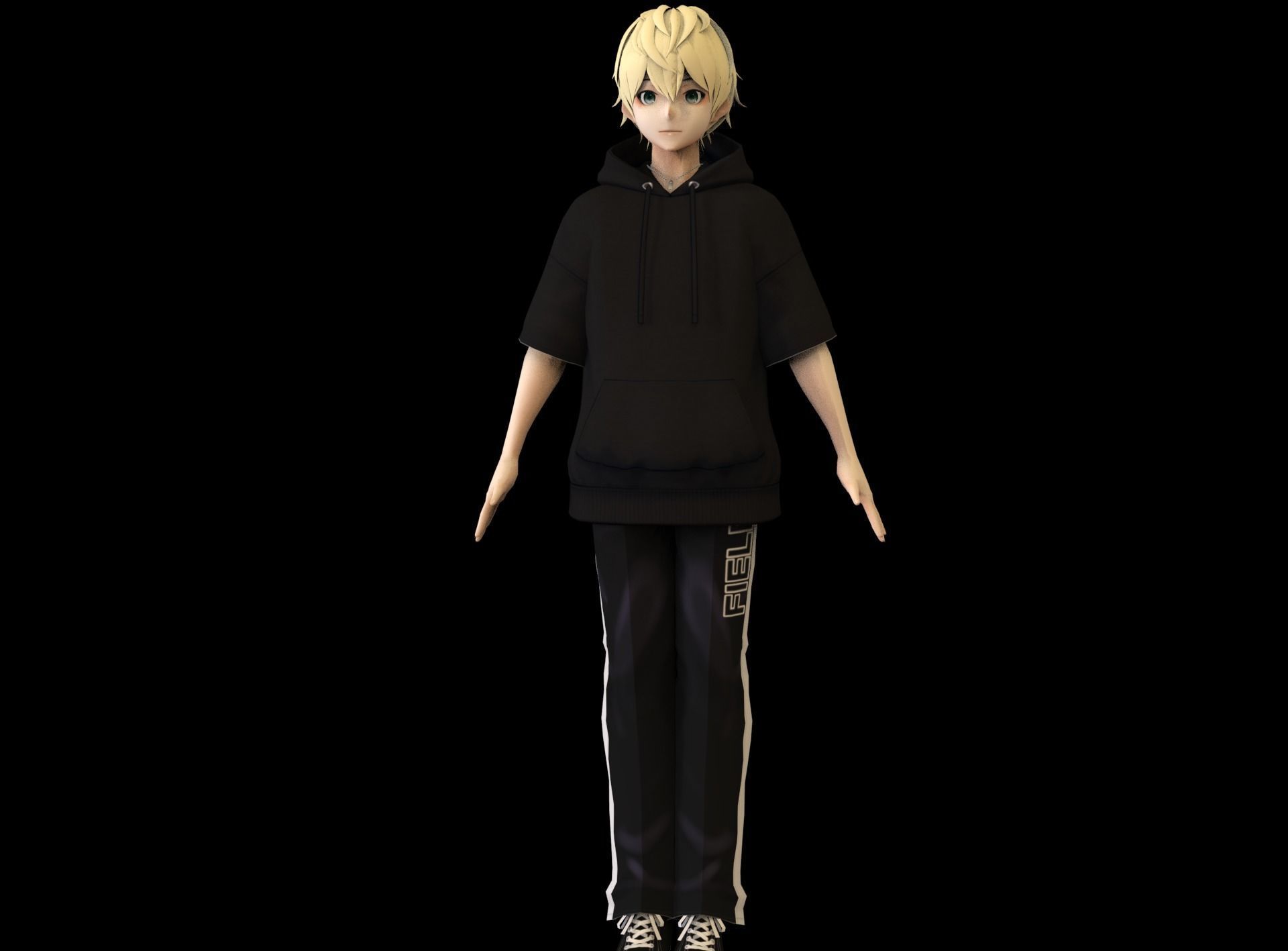 Anime Boy Low Poly Character 20 Low-poly 3D model_1