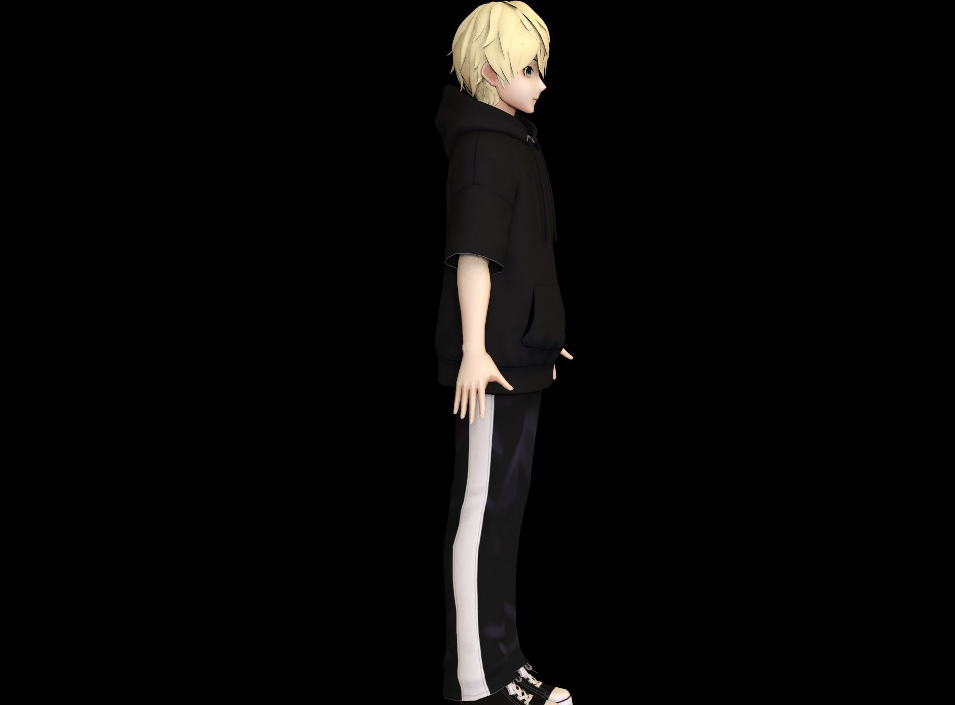 Anime Boy Low Poly Character 20 Low-poly 3D model_3