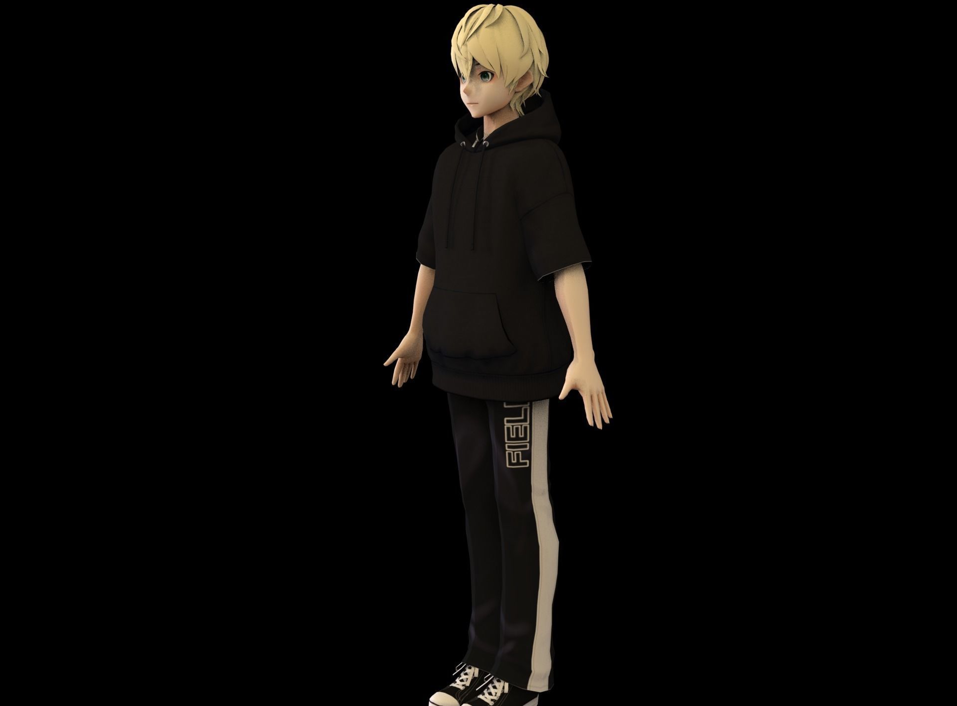 Anime Boy Low Poly Character 20 Low-poly 3D model_5