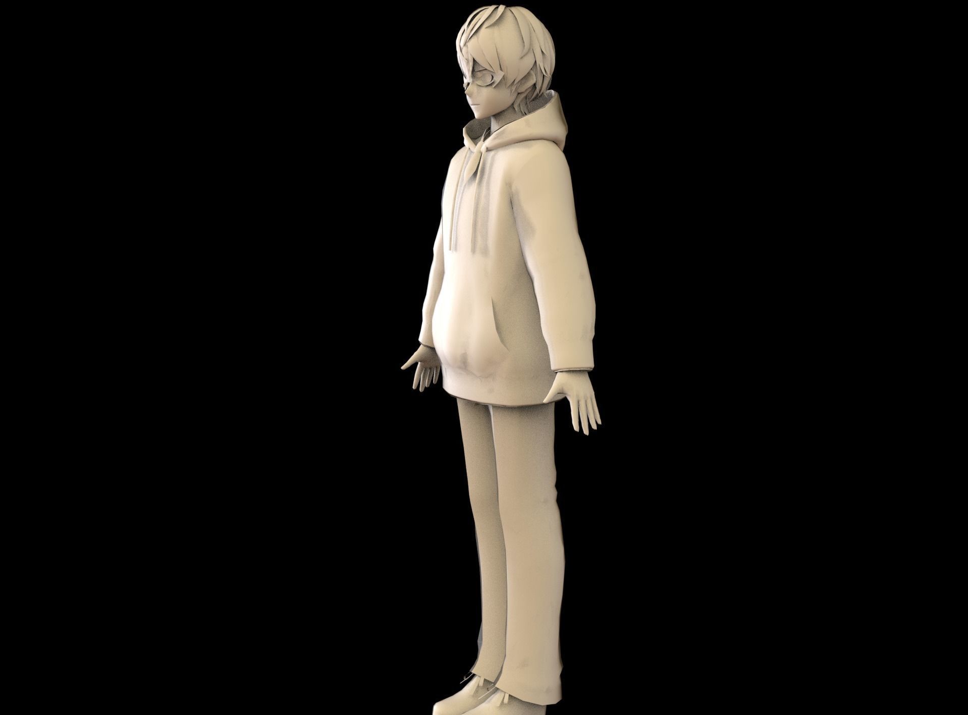 Anime Boy Low Poly Character 20 Low-poly 3D model_9