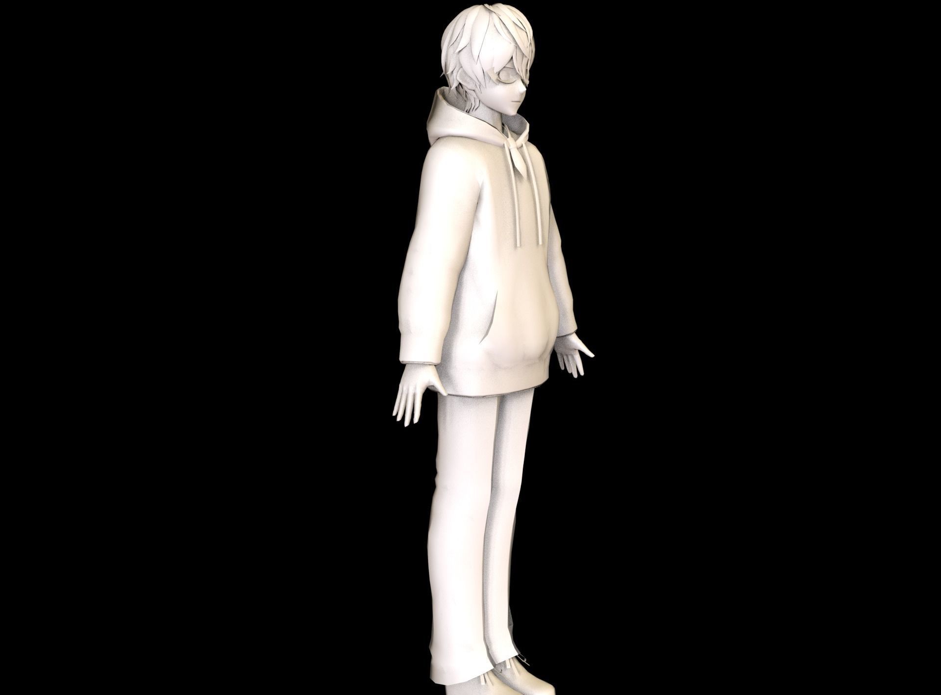 Anime Boy Low Poly Character 20 Low-poly 3D model_7