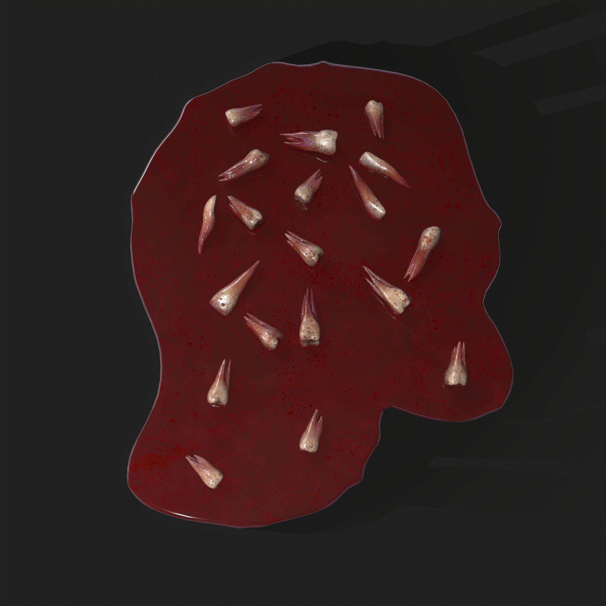 Teeth Bloody Pile Horror Prop Low-poly 3D model_14