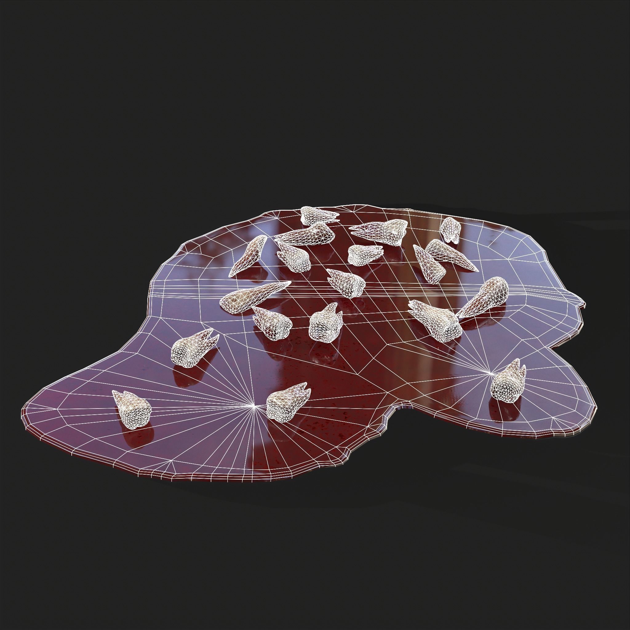 Teeth Bloody Pile Horror Prop Low-poly 3D model_36