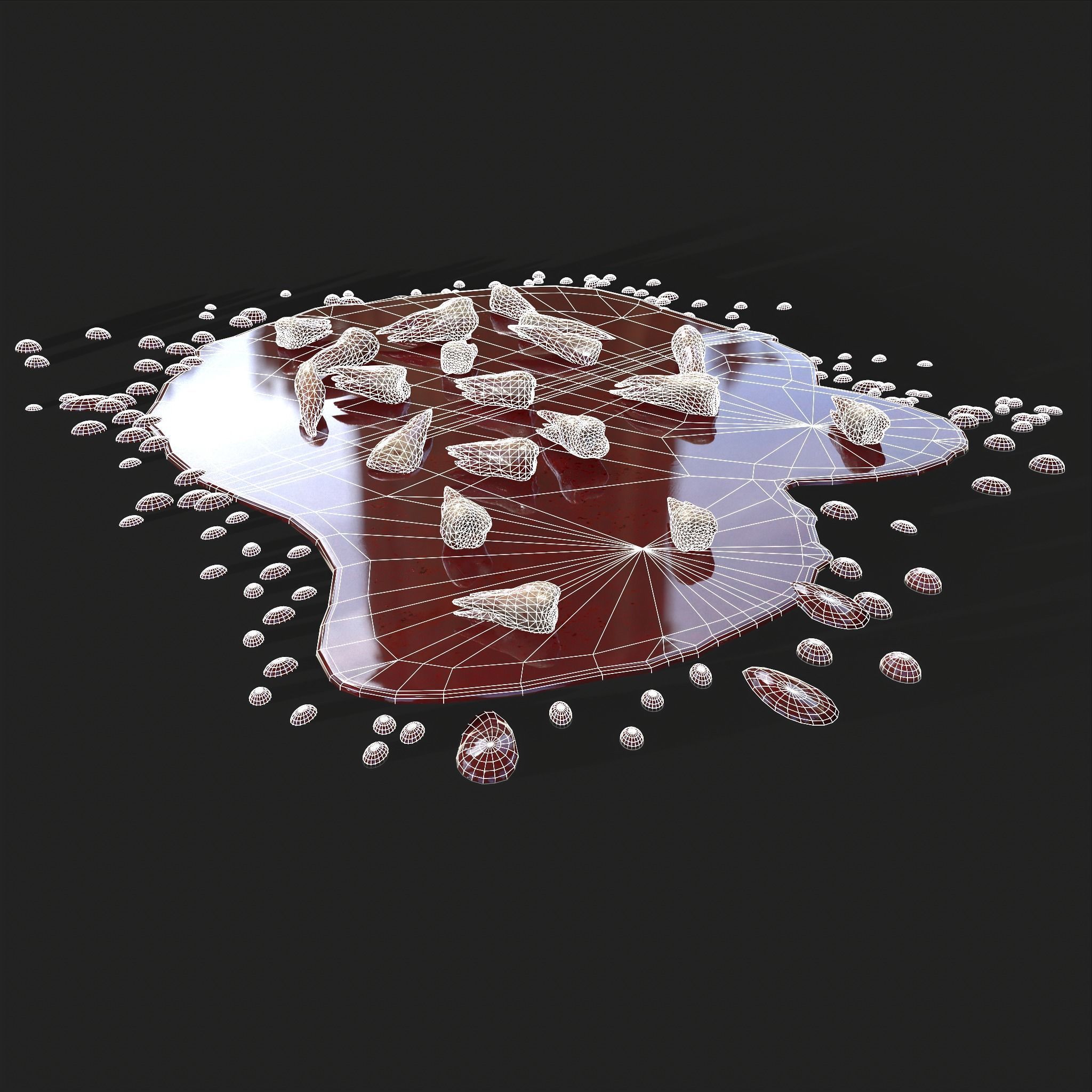 Teeth Bloody Pile Horror Prop Low-poly 3D model_43