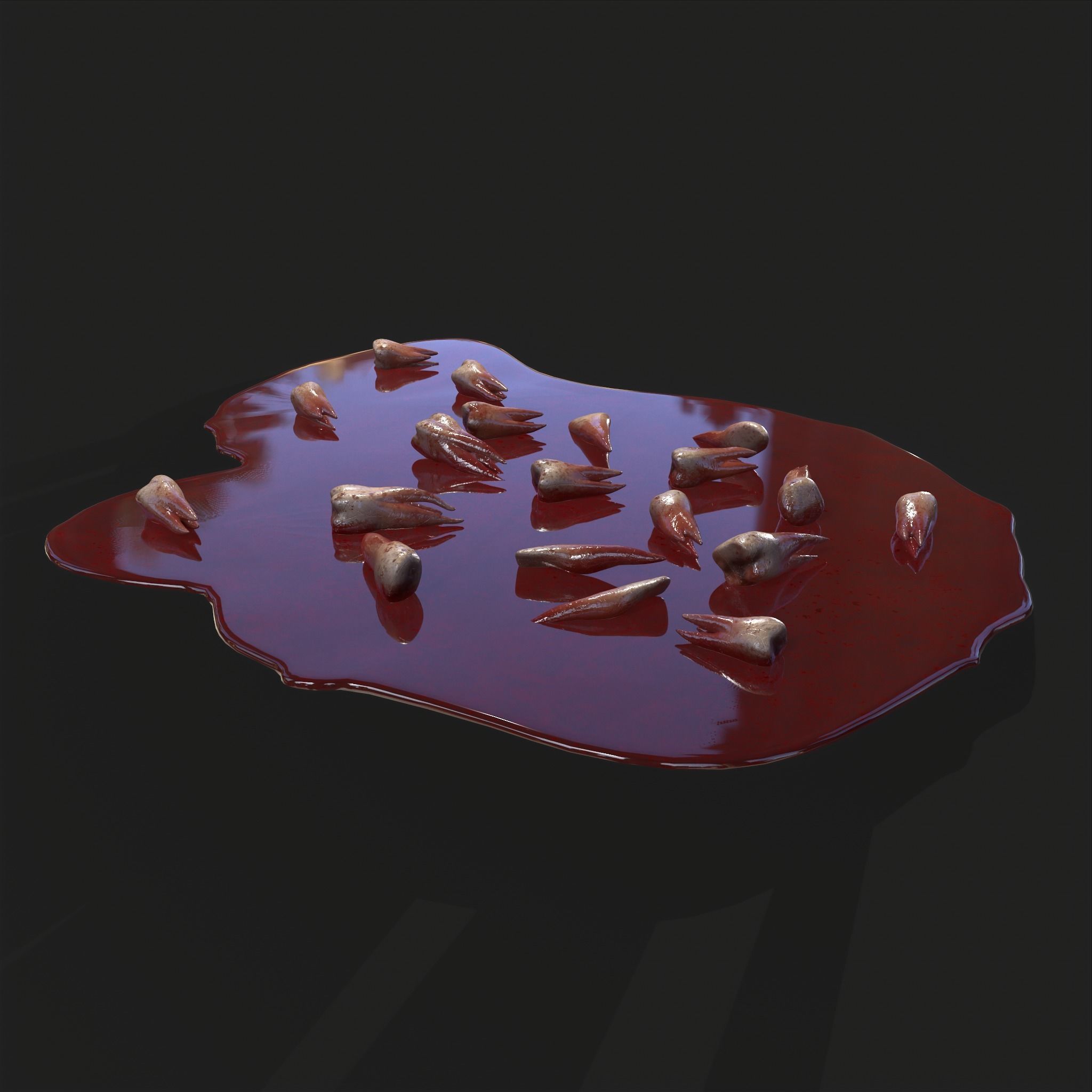 Teeth Bloody Pile Horror Prop Low-poly 3D model_6
