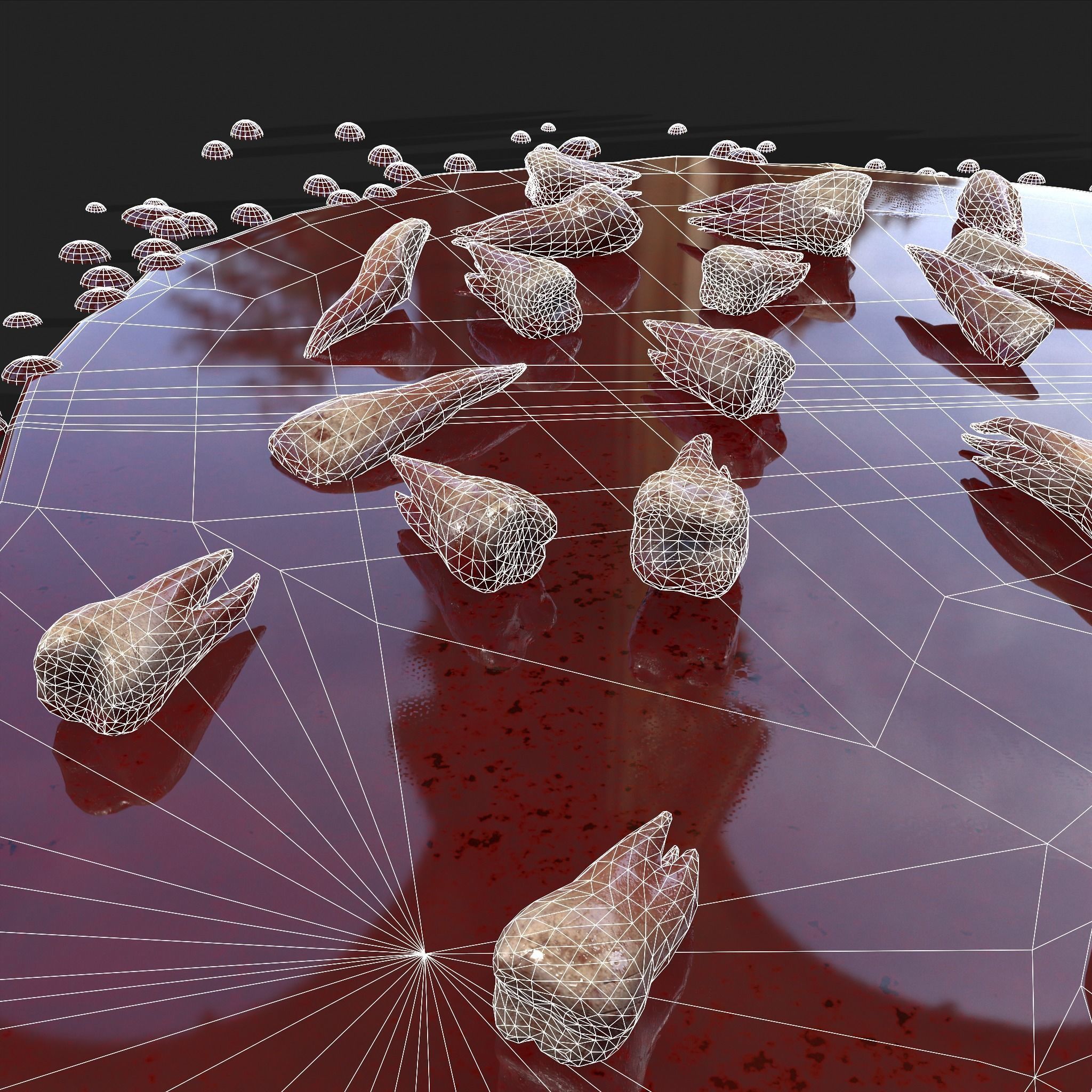 Teeth Bloody Pile Horror Prop Low-poly 3D model_38