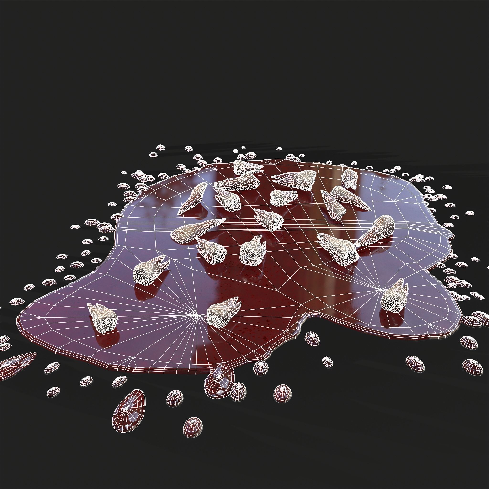 Teeth Bloody Pile Horror Prop Low-poly 3D model_37
