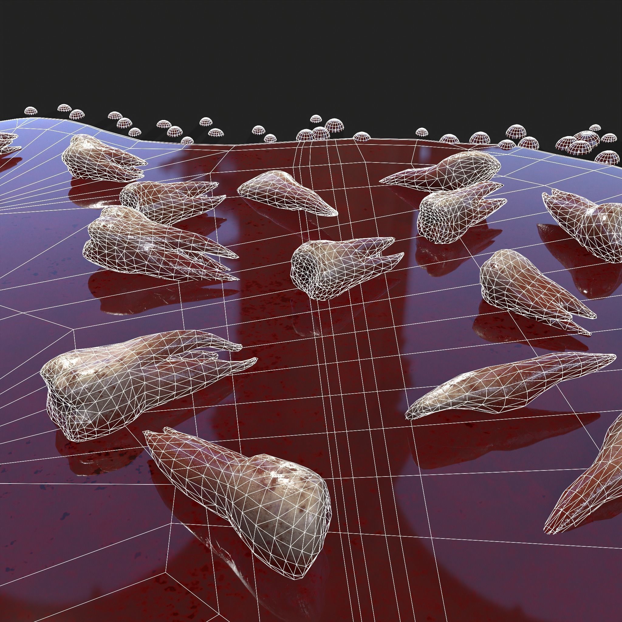 Teeth Bloody Pile Horror Prop Low-poly 3D model_39