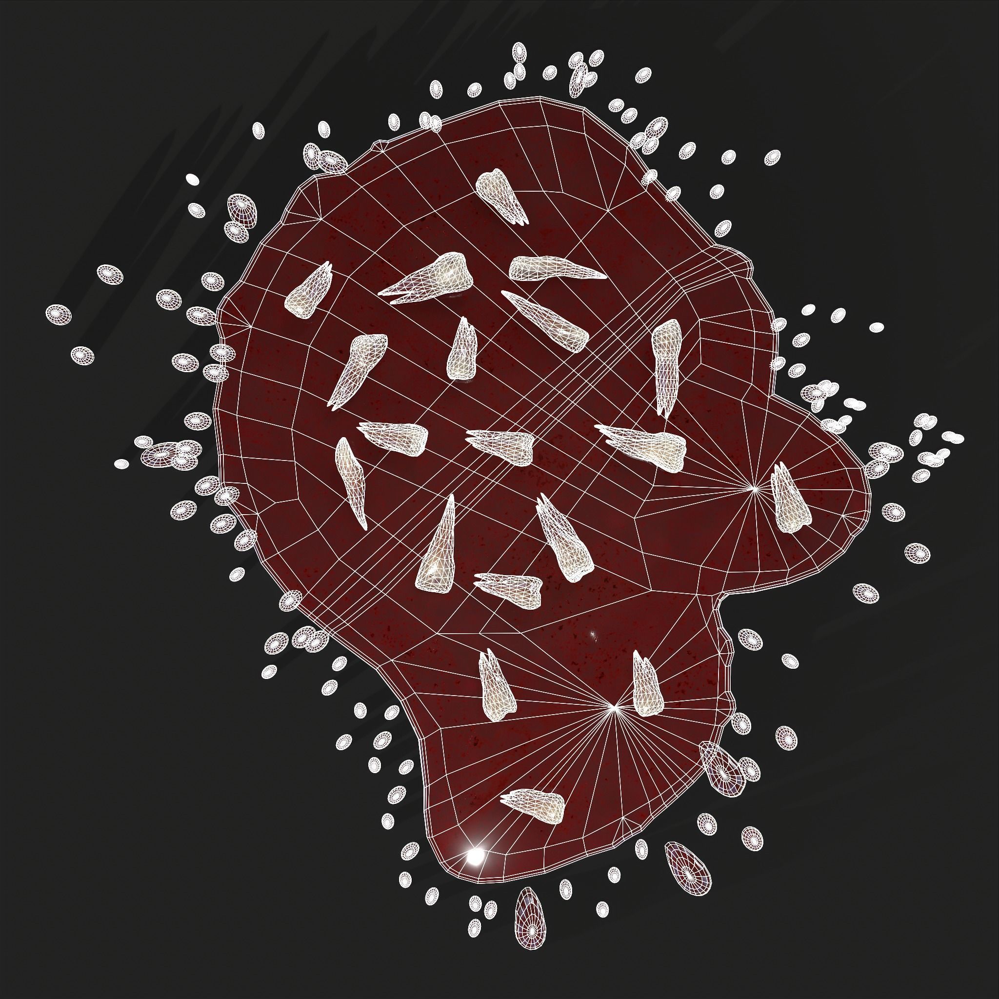 Teeth Bloody Pile Horror Prop Low-poly 3D model_33