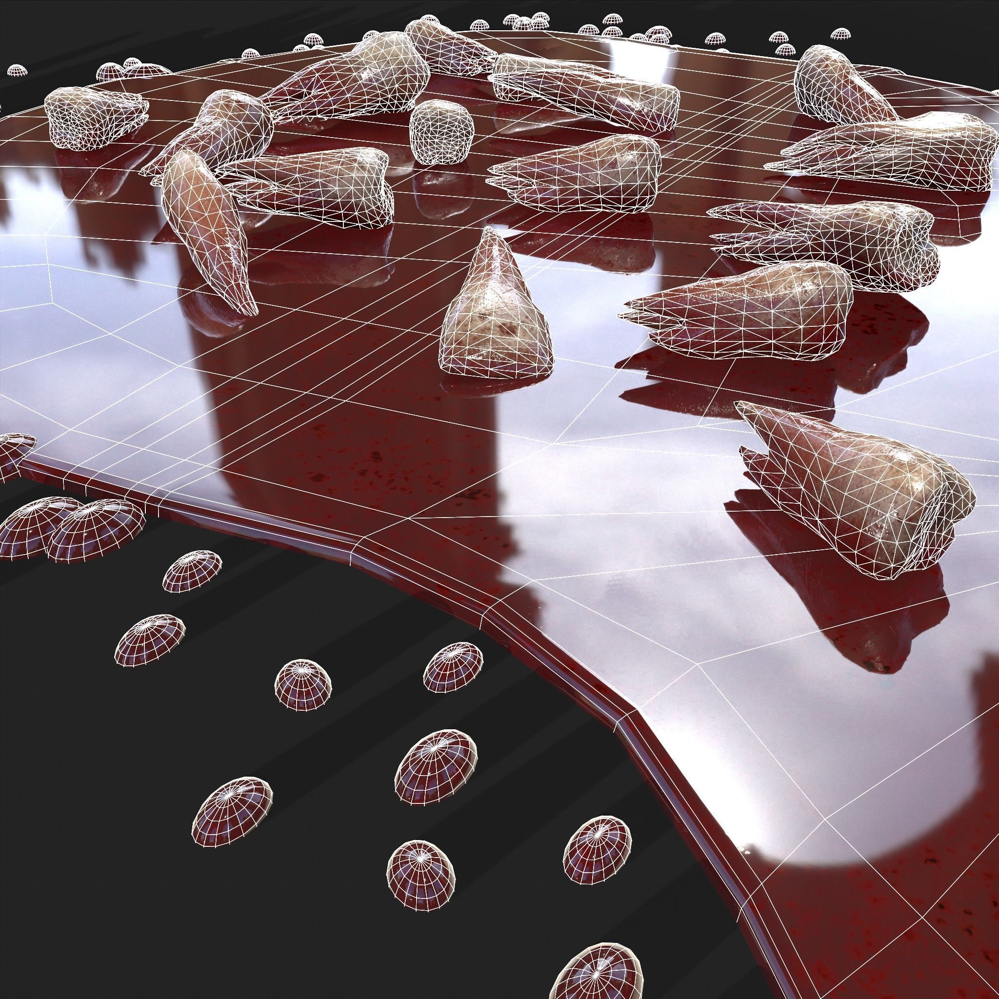 Teeth Bloody Pile Horror Prop Low-poly 3D model_42