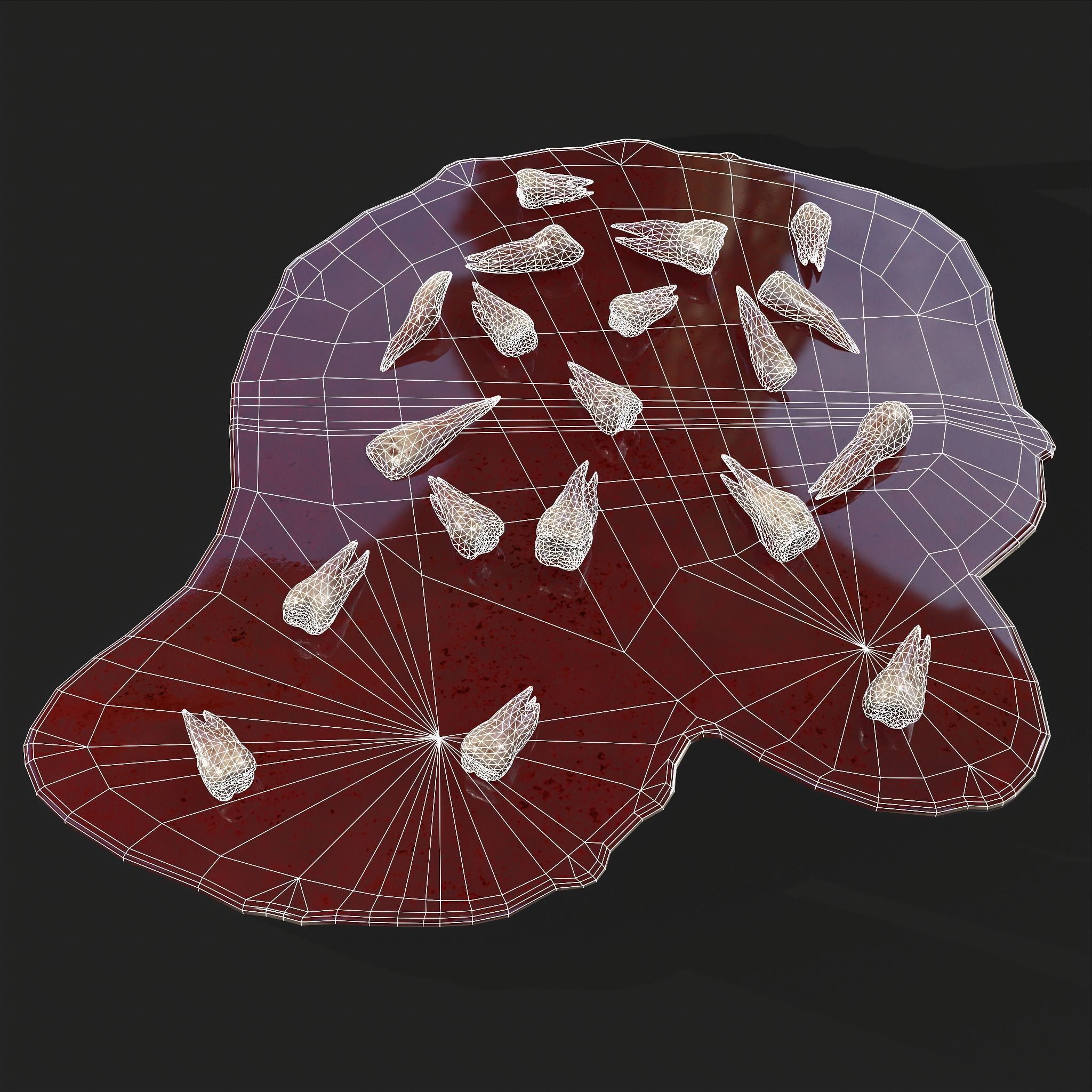 Teeth Bloody Pile Horror Prop Low-poly 3D model_35