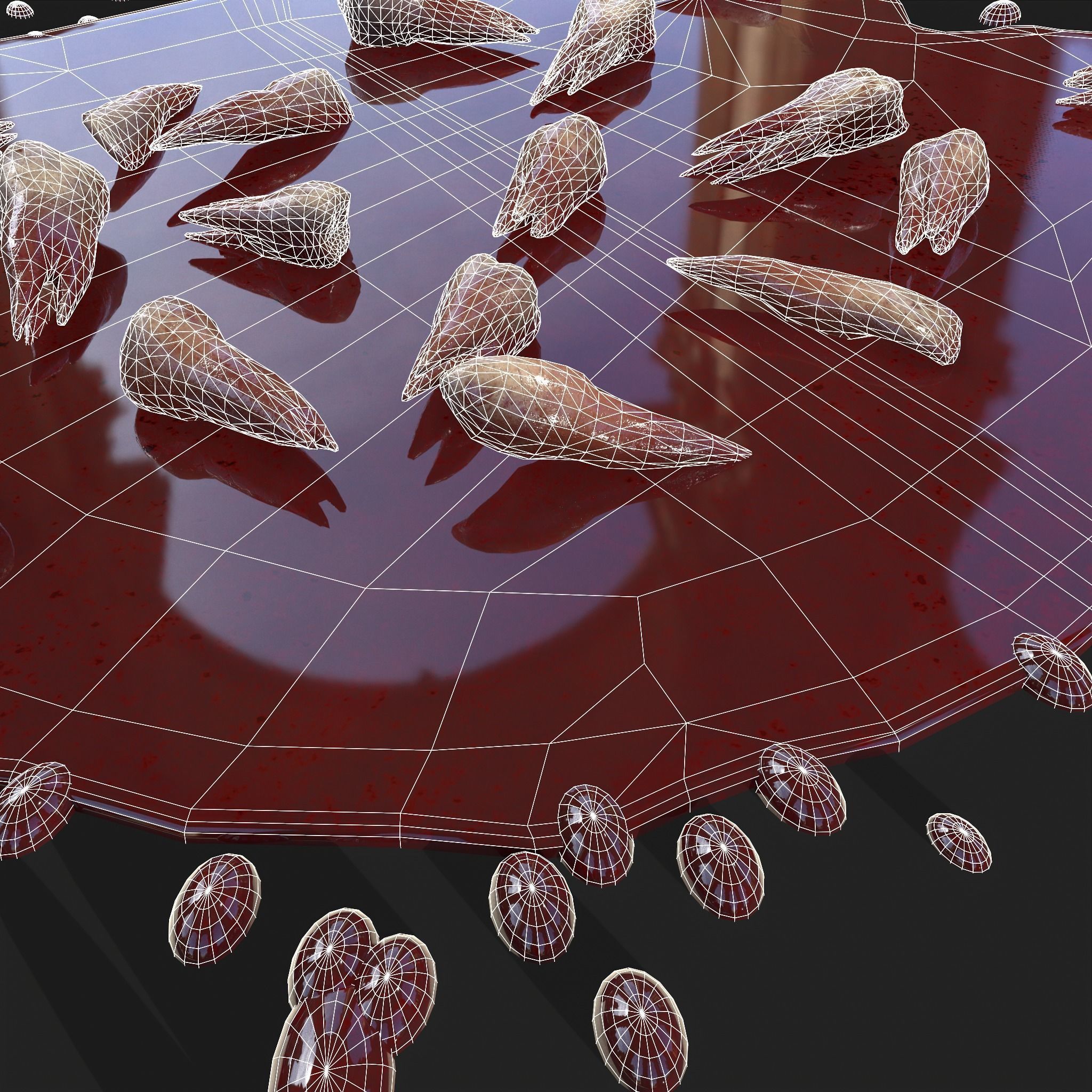 Teeth Bloody Pile Horror Prop Low-poly 3D model_41