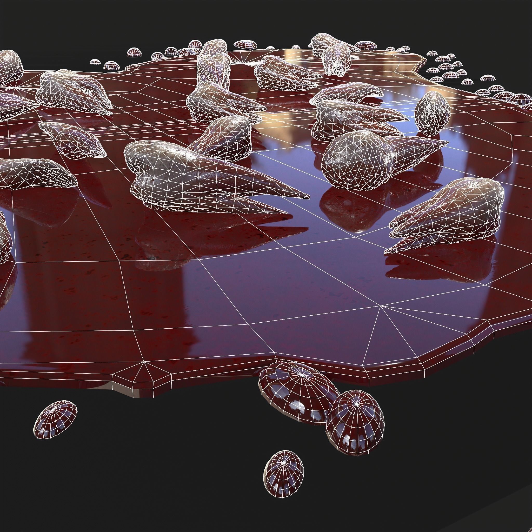 Teeth Bloody Pile Horror Prop Low-poly 3D model_40