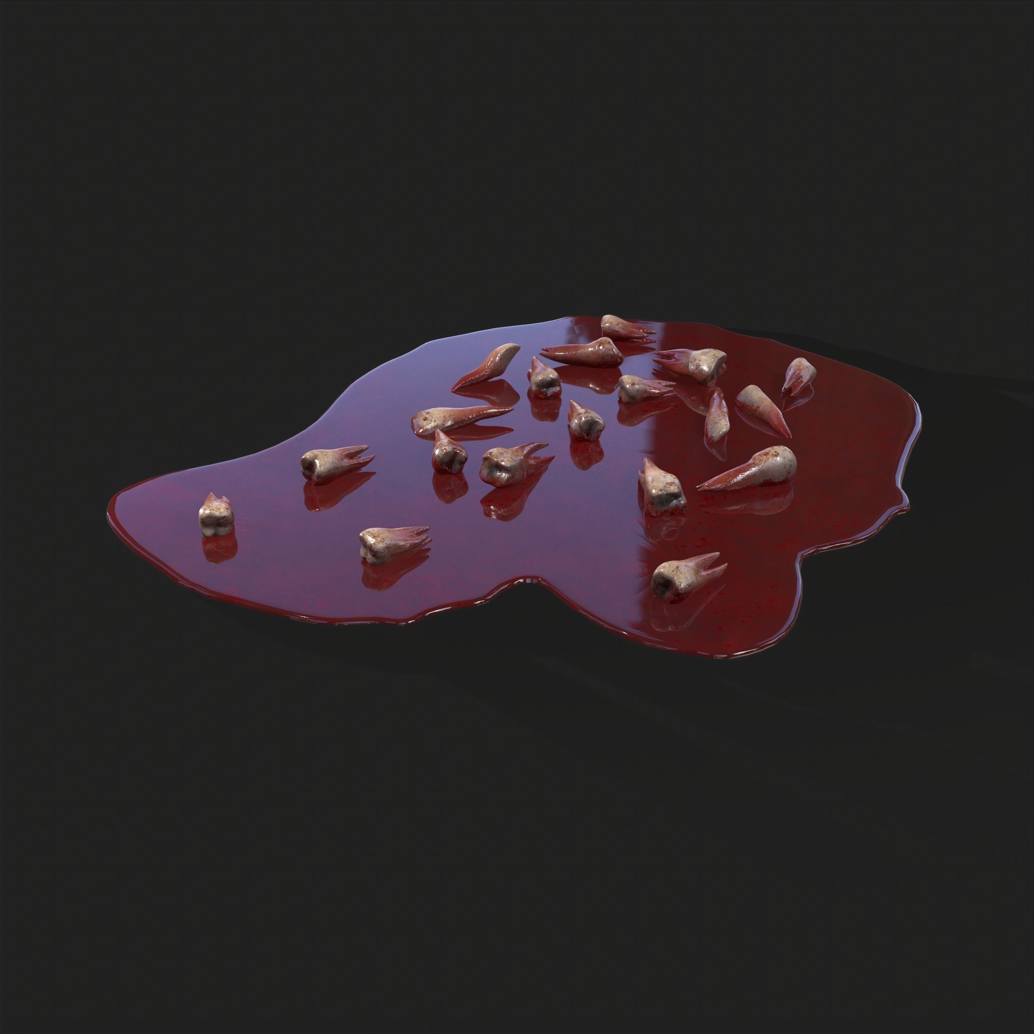 Teeth Bloody Pile Horror Prop Low-poly 3D model_5