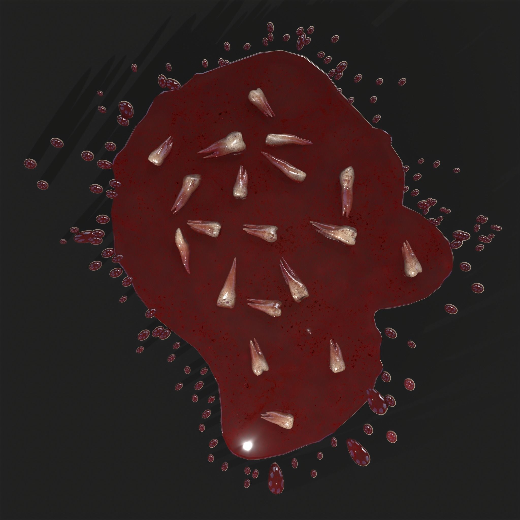 Teeth Bloody Pile Horror Prop Low-poly 3D model_32