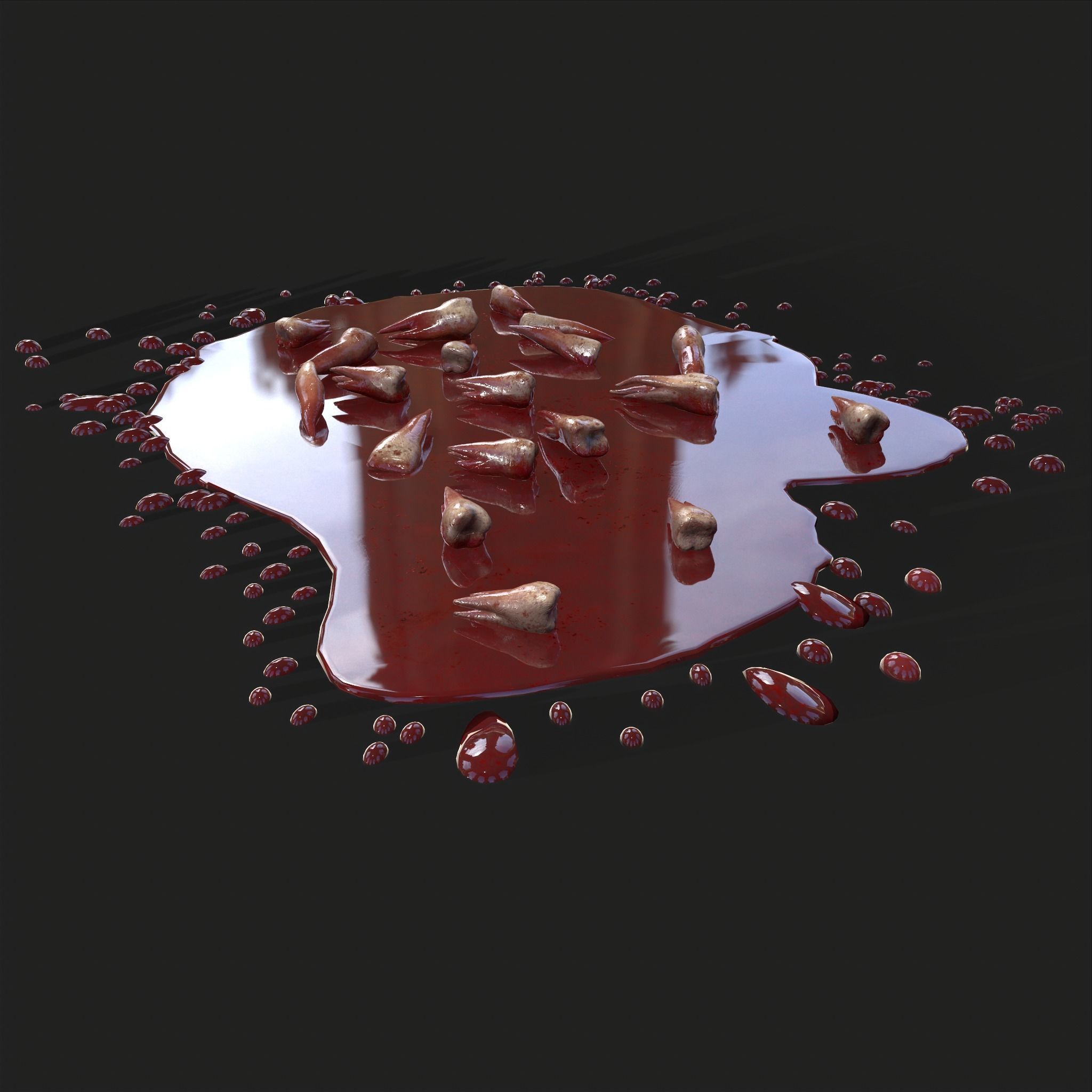 Teeth Bloody Pile Horror Prop Low-poly 3D model_30