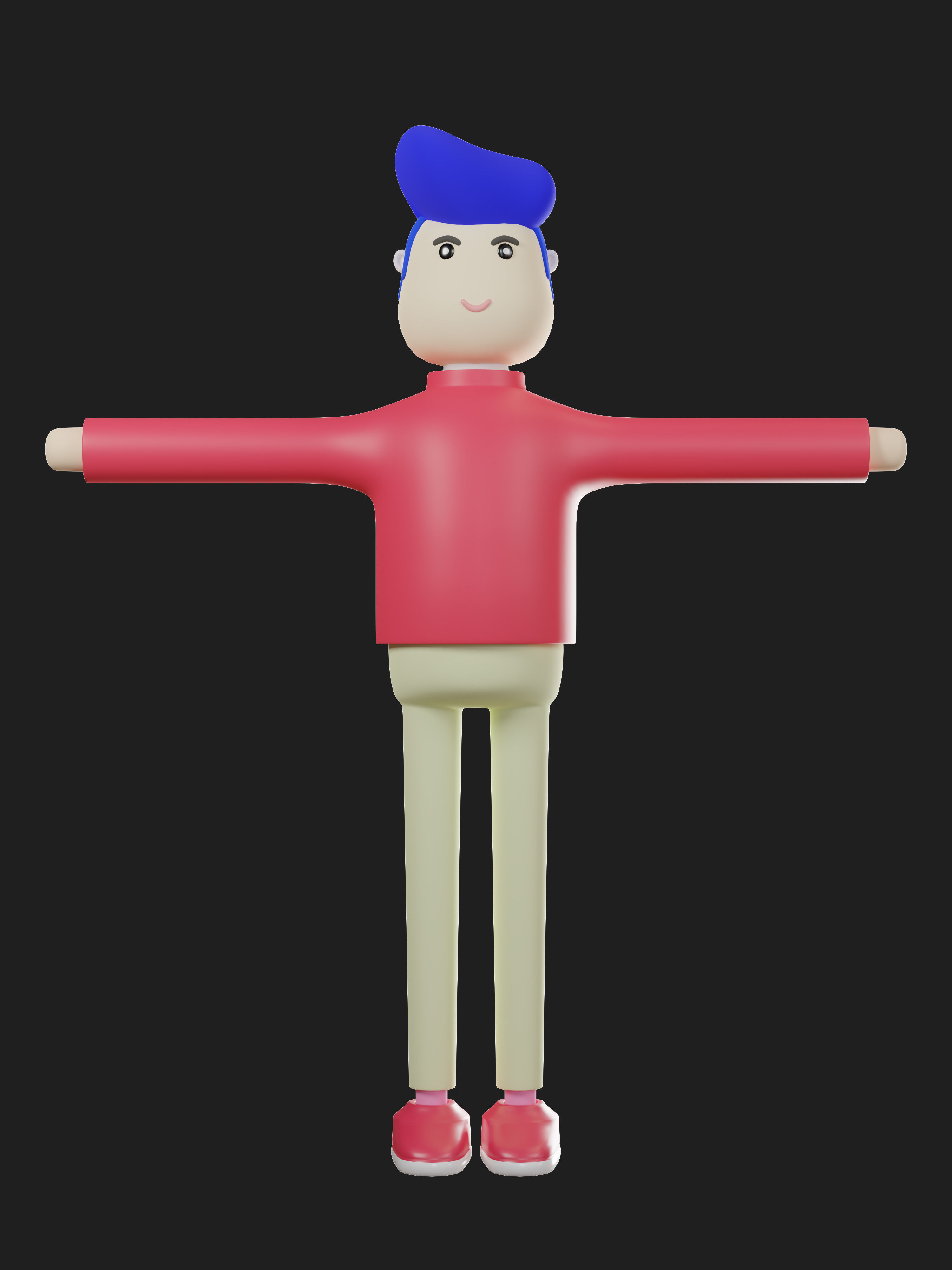 3D Character man cartoon art t post All parts can be separated Free 3D model_1