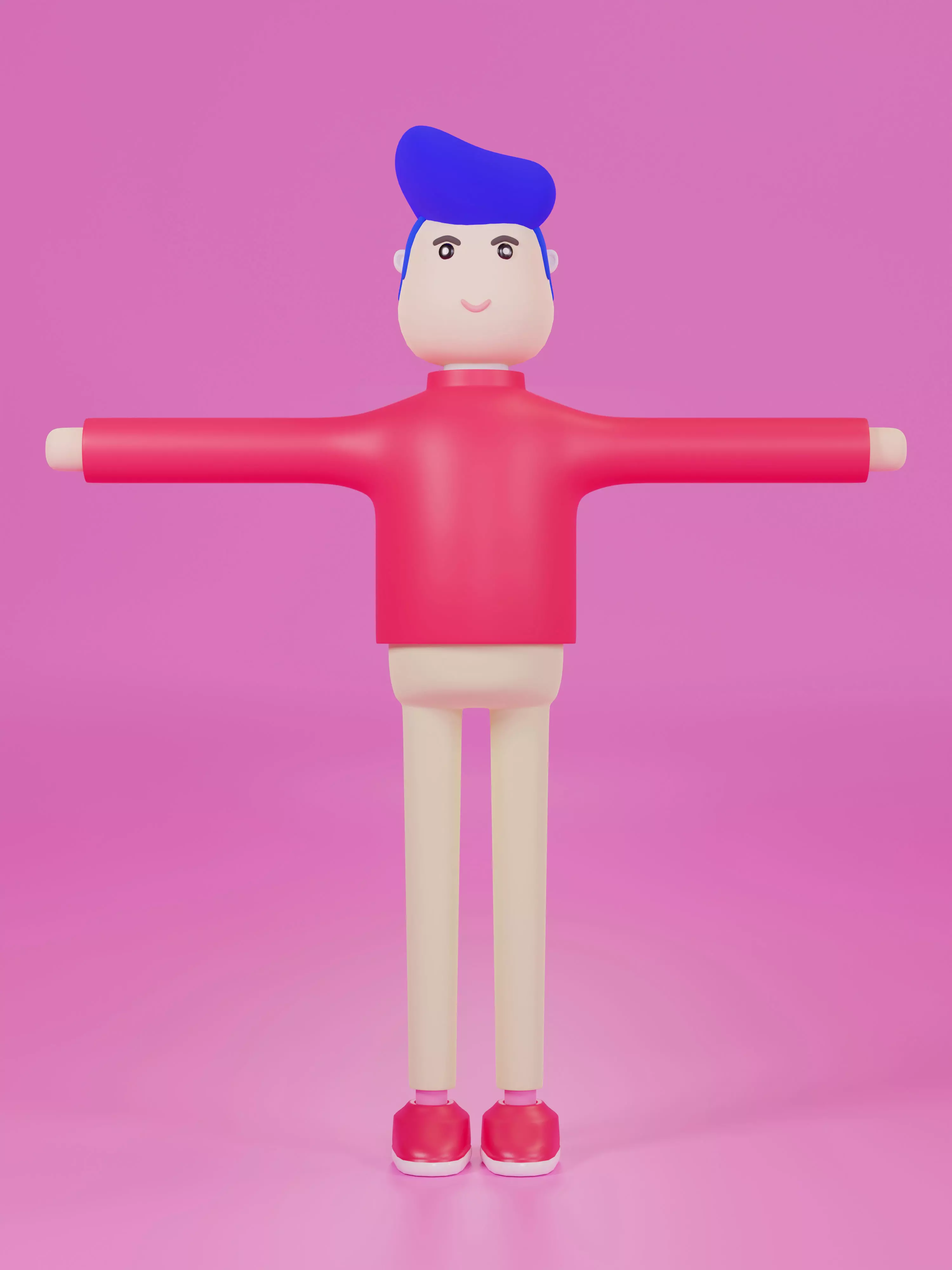 3D Character man cartoon art t post All parts can be separated Free 3D model_0