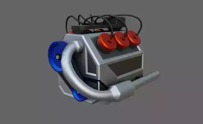 Car Motor - Engine V6 Low-poly 3D model