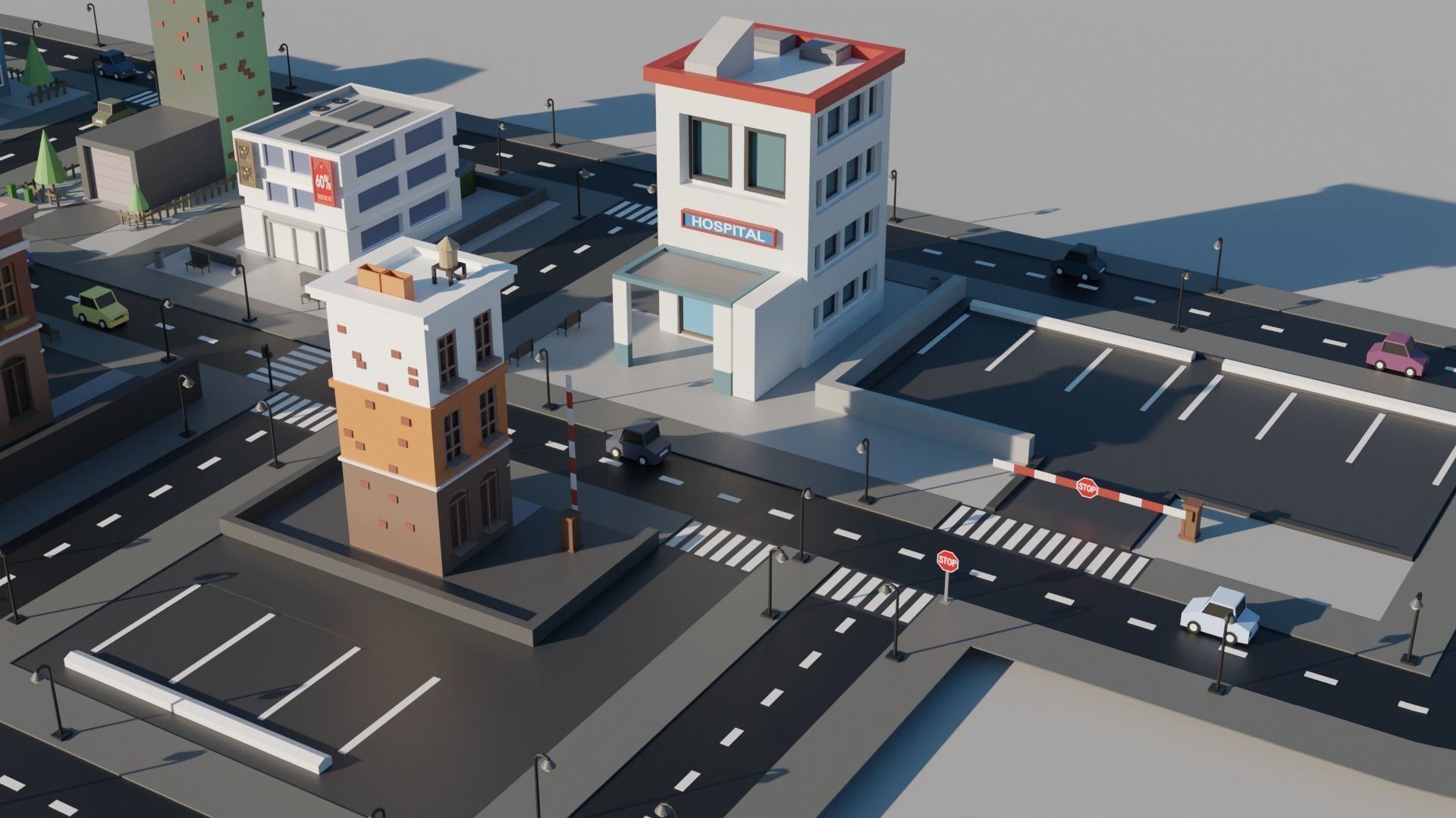 Small Town Low Poly Low-poly 3D model_3