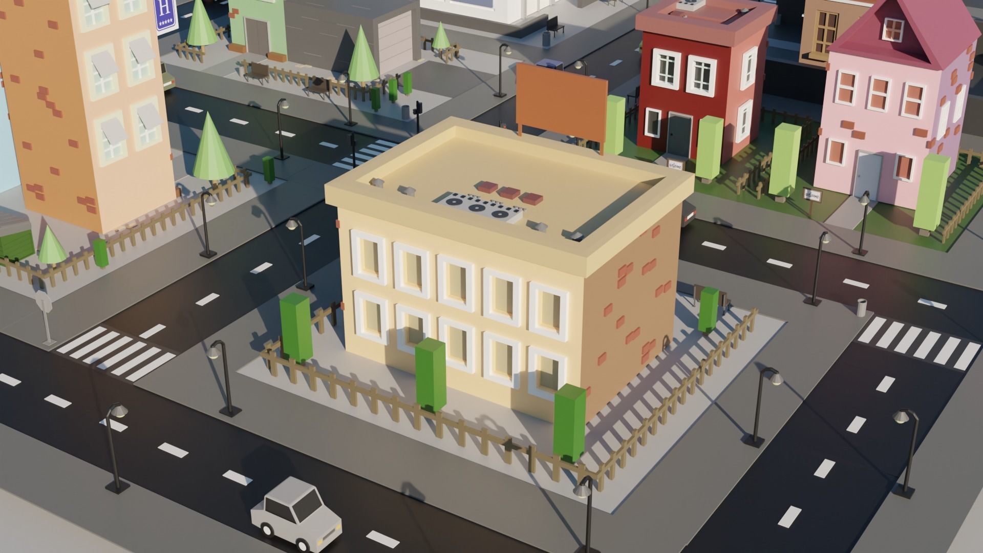 Small Town Low Poly Low-poly 3D model_4